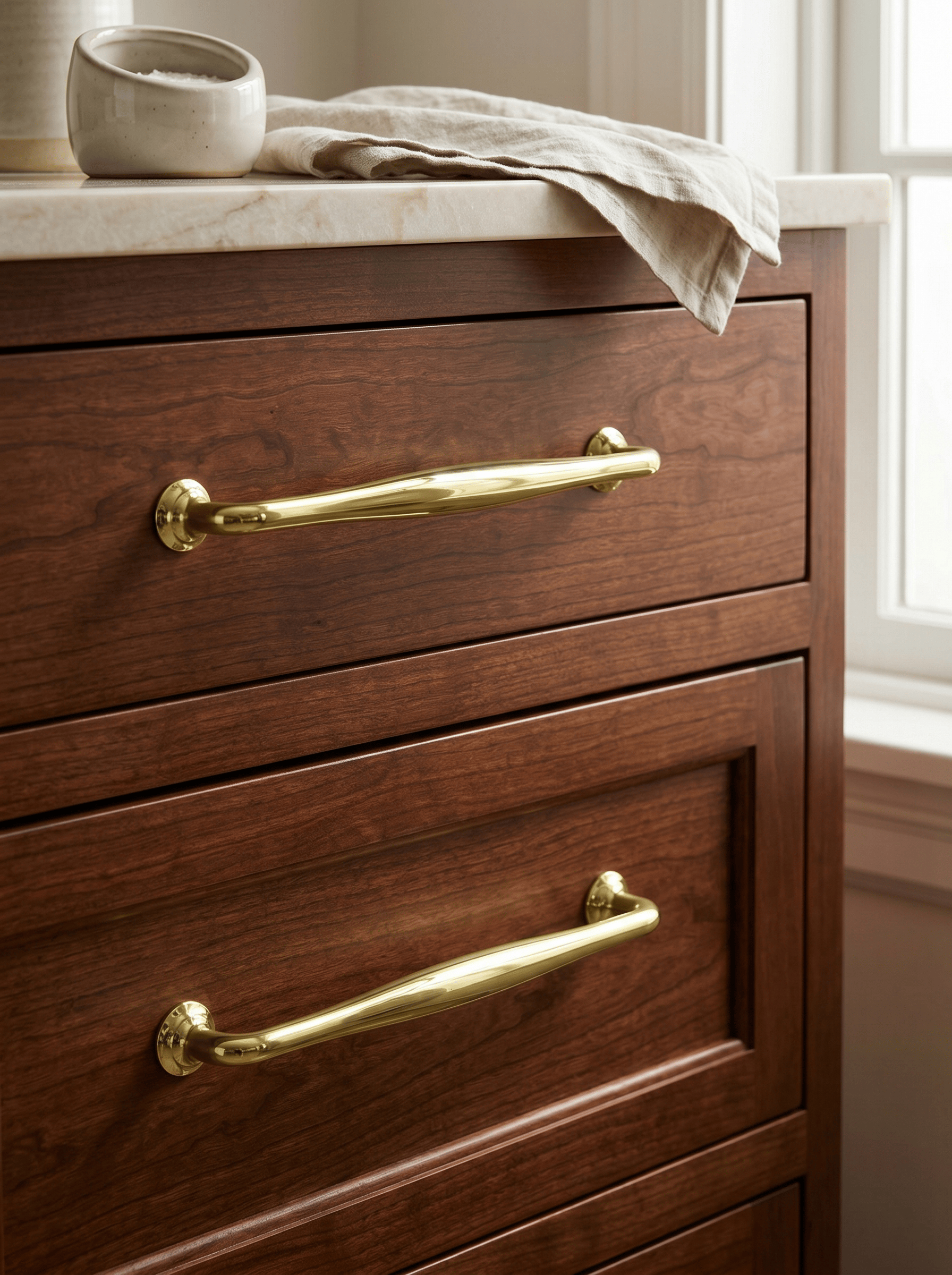 Goo-Ki Antique Brass Cabinet Pulls Solid Drawer Handles for Kitchen