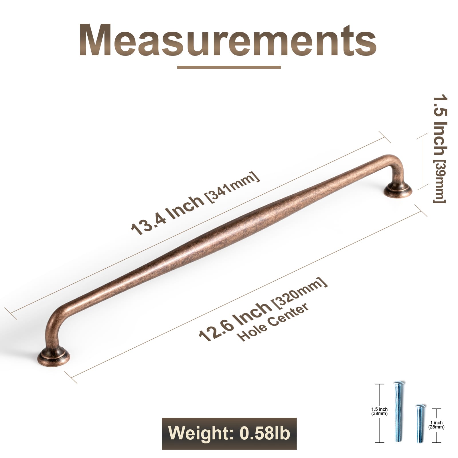 Goo-Ki Antique Brass Cabinet Pulls Solid Drawer Handles for Kitchen
