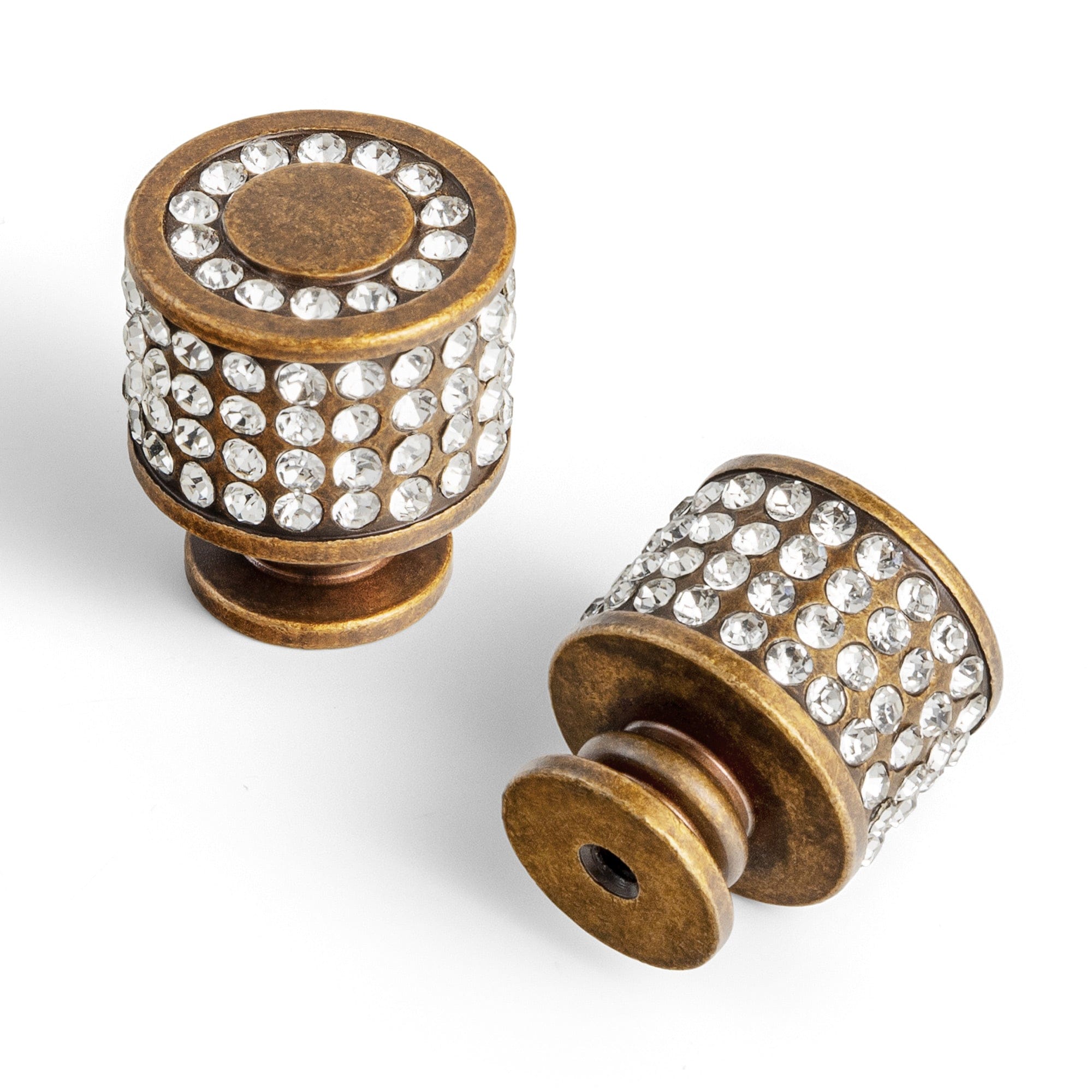 Goo-Ki Antique Brass / Cylindrical / 6 Pack Rhinestone Drawer Knob Luxurious Cabinet Knob Imitation Diamond Wardrobe Door knobs