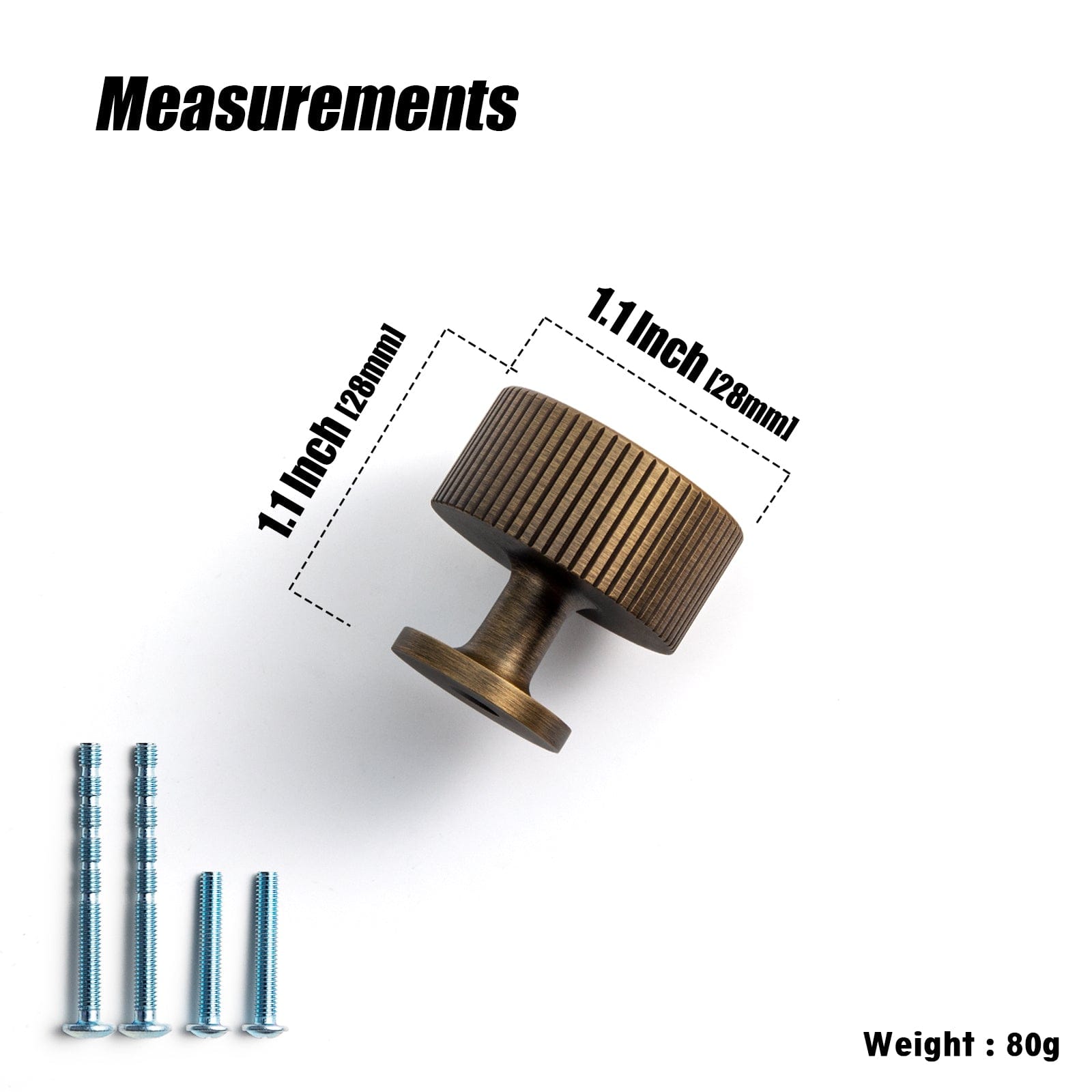 Goo-Ki Antique Brass Fluted Cabinet Handles Linear Knurled Solid Brass Drawer Knobs
