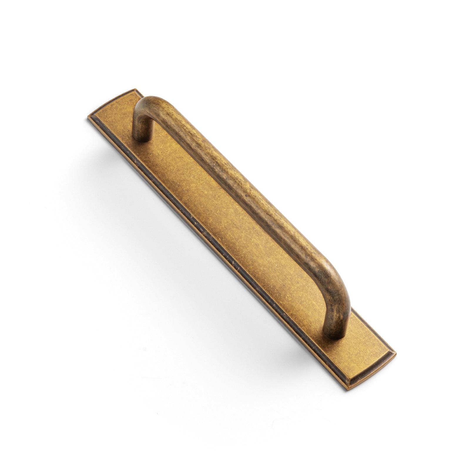 Goo-Ki Antique Brass / G011 / 5'' Hole Center 2 Pack Modern Geometric Zinc Alloy Cabinet Pulls with Back Plate Sleek Curved Sturdy Cabinet Handles