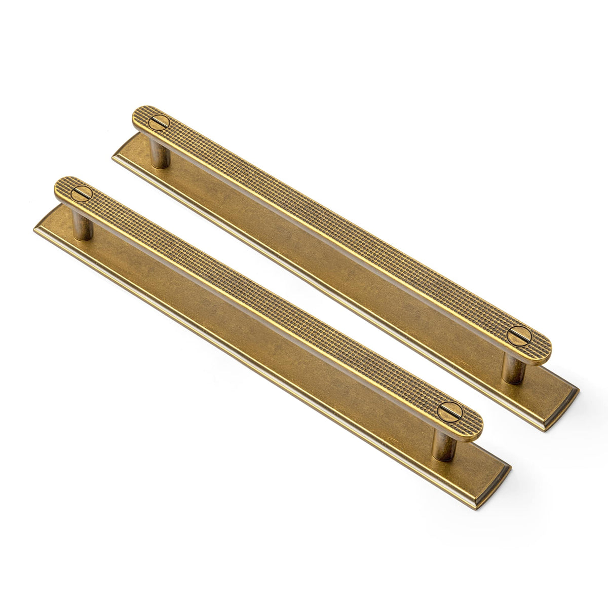 Goo-Ki Antique Brass / G011 / 7.6'' Hole Center 2 Pack Mid-Century Cabinet Pulls, Zinc Alloy Drawer Handles with Embossed Grid Backplate, Kitchen & Furniture Replacement Hardware