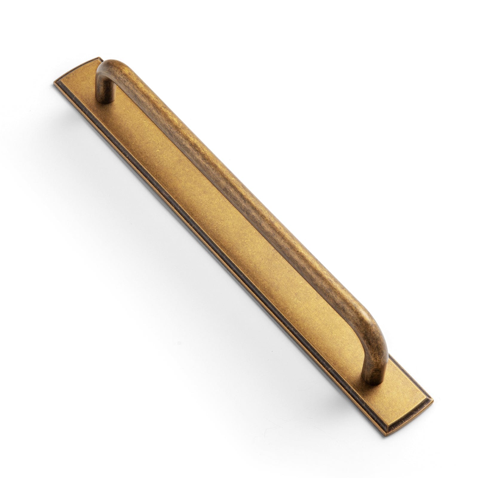 Goo-Ki Antique Brass / G011 / 7.6'' Hole Center 2 Pack Modern Geometric Zinc Alloy Cabinet Pulls with Back Plate Sleek Curved Sturdy Cabinet Handles