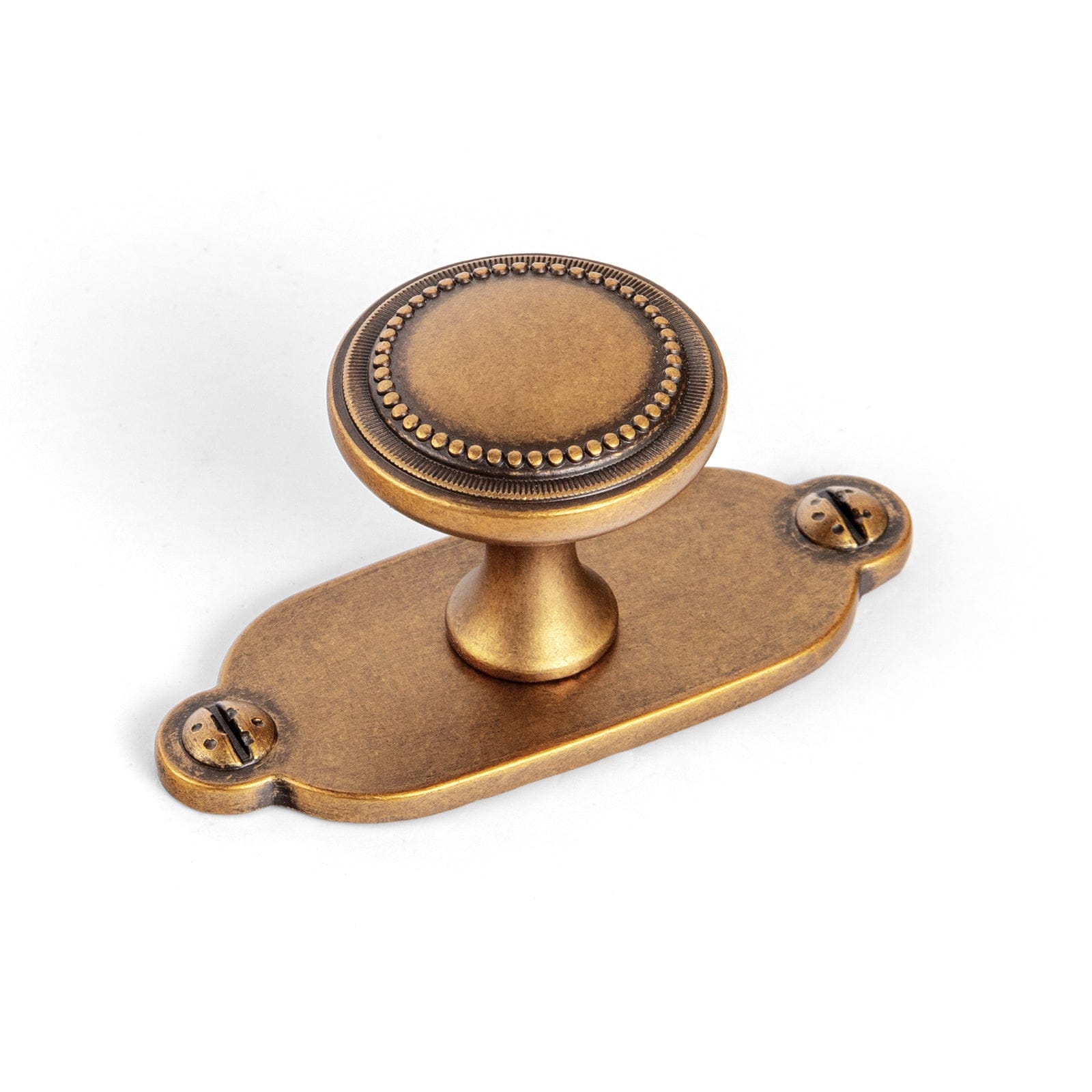 Goo-Ki Antique Brass / G013 / 6 Pack Antique Brass Zinc Alloy Cabinet Knob with Delicate Decorative Back Plate Set