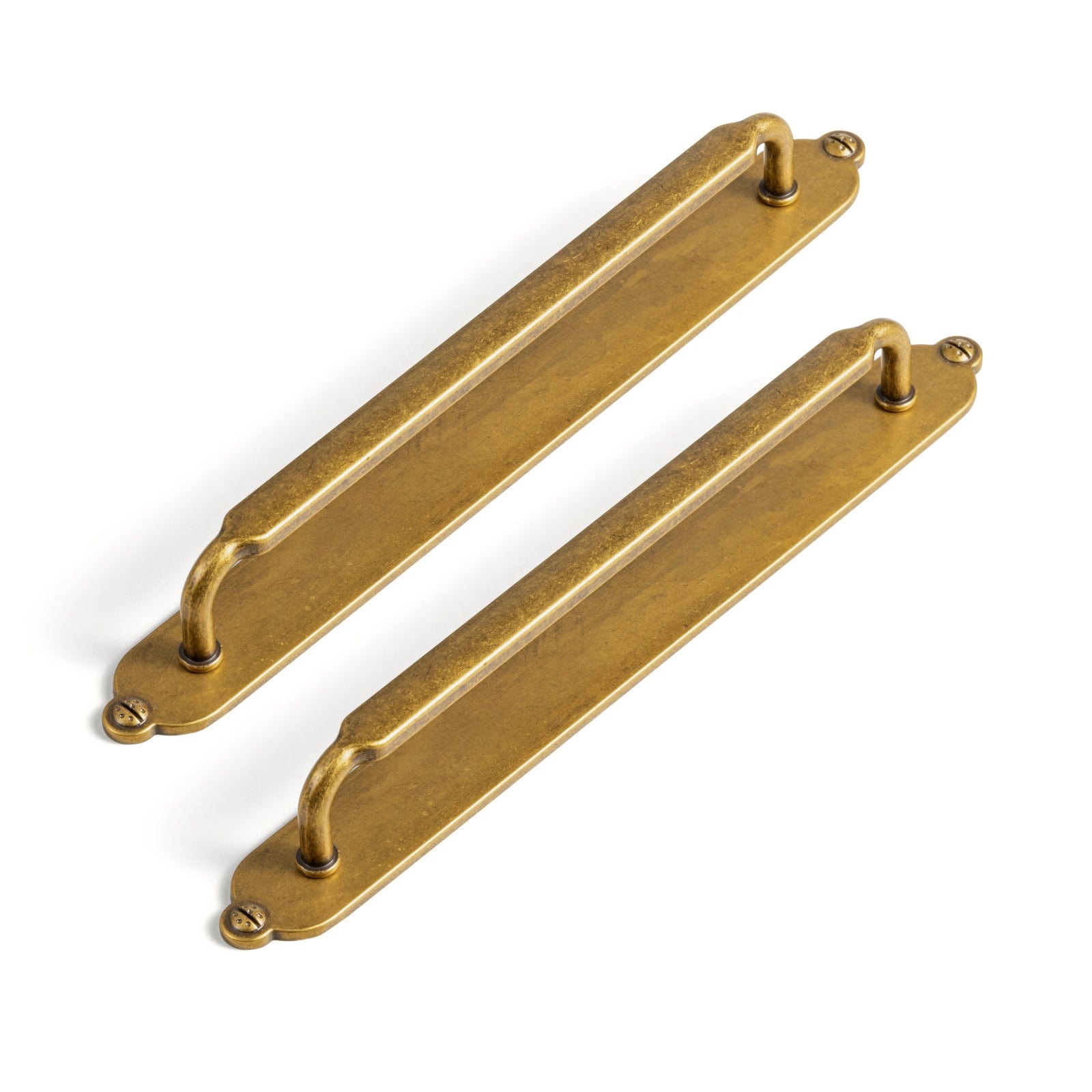 Goo-Ki Antique Brass / G013 / 7.6'' Hole Center 2 Pack Antique Brass Cabinet Pulls with Back Plate Zinc Alloy Drawer Handle with Long Back Plate