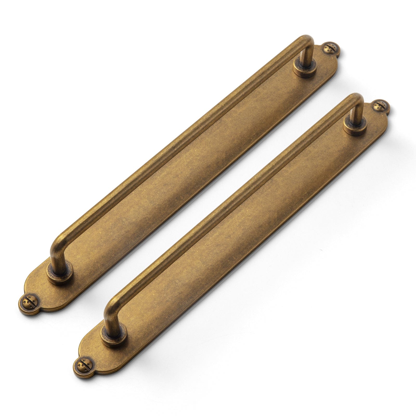 Goo-Ki Antique Brass / G013 / 7.6'' Hole Center 2 Pack Cabinet Bar Pulls with Back Plate Vintage Drawer Handles Home Improvement Hardware