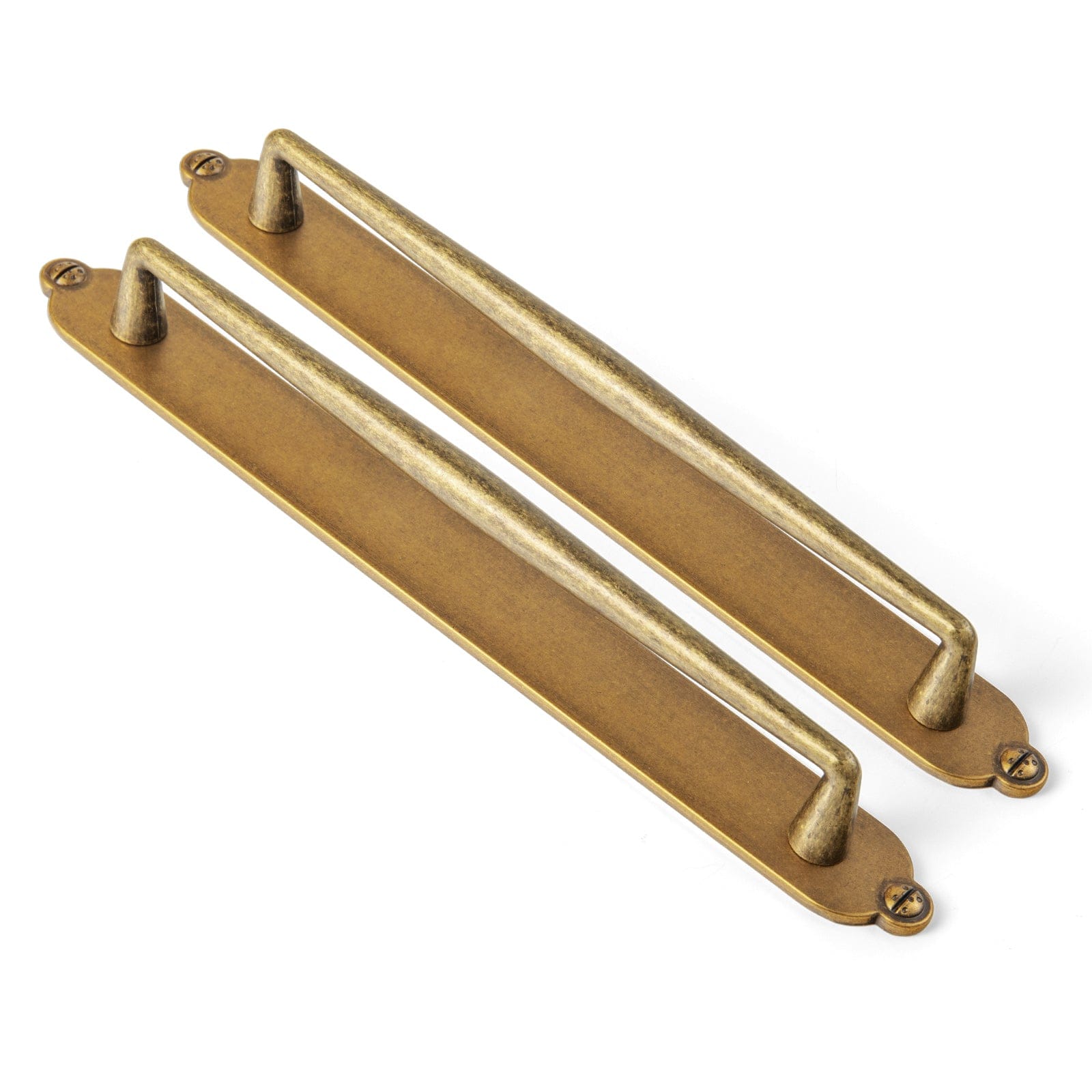 Goo-Ki Antique Brass / G013 / 7.6'' Hole Center 2 Pack Vintage Zinc Alloy Cabinet Pulls with Back Plate - Furniture Handles for Kitchen Cupboards