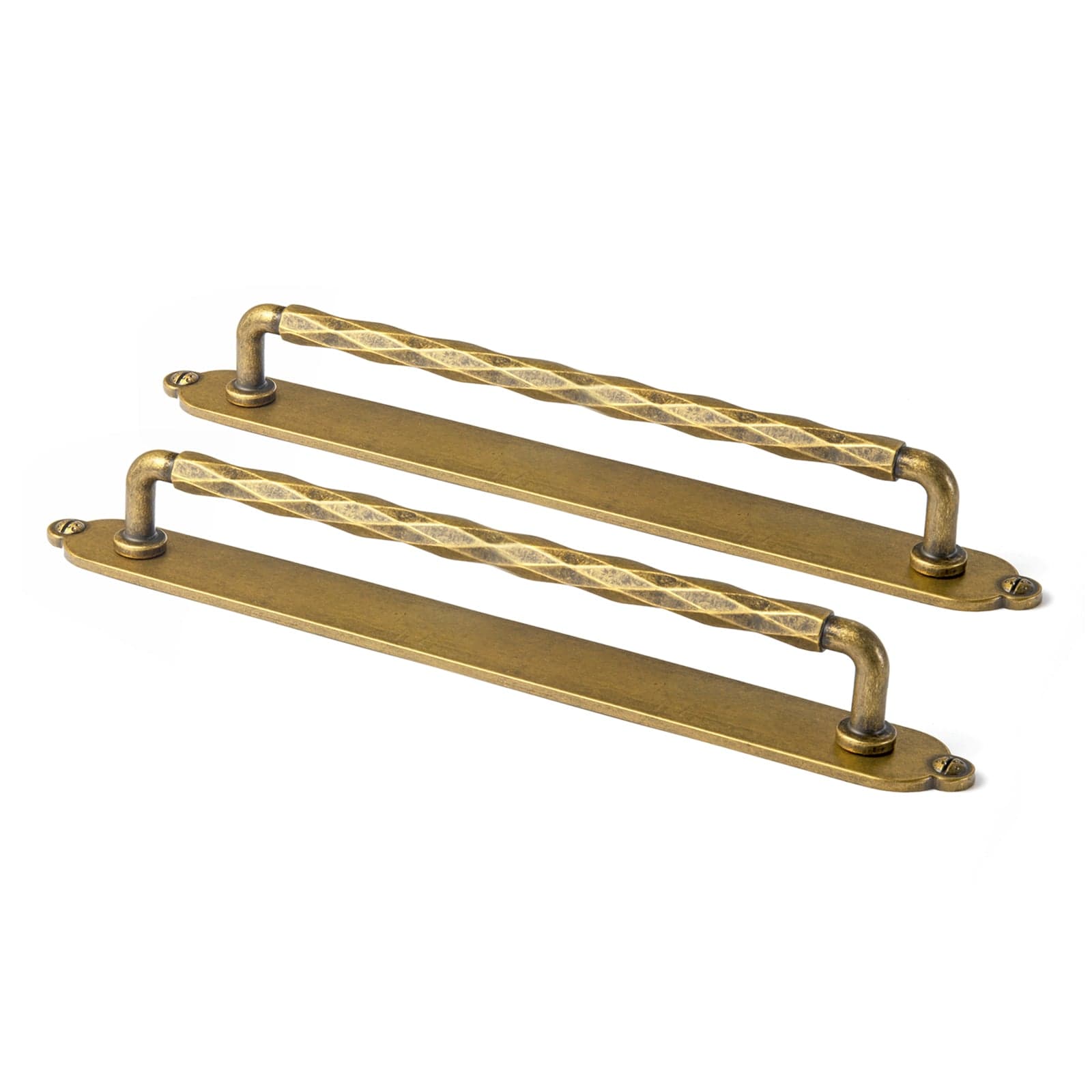 Goo-Ki Antique Brass / G013 / 7.6'' Hole Center 2 Pack Zinc Alloy Drawer Pulls with Back Plate Twisted Design Decorative Handles for Kitchen Cabinets