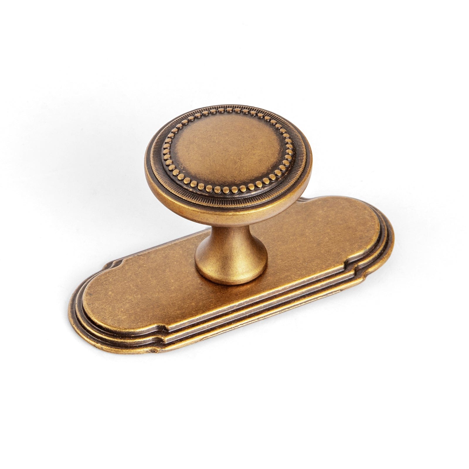 Goo-Ki Antique Brass / G014 / 6 Pack Antique Brass Zinc Alloy Cabinet Knob with Delicate Decorative Back Plate Set