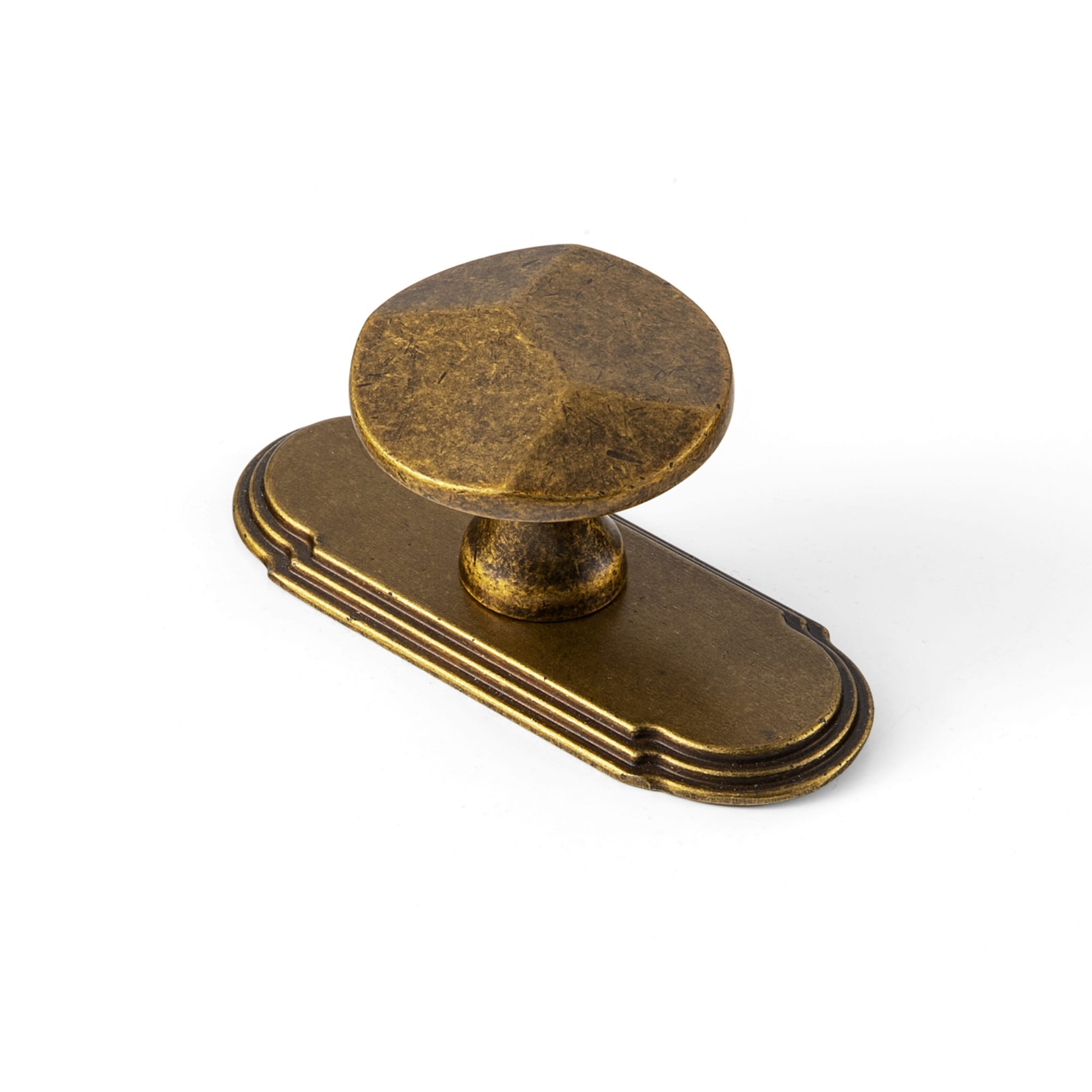 Goo-Ki Antique Brass / G014 / 6 Pack Traditional Aged Bronze Zinc Alloy Cabinet Knob, Elegant Round Knob with Decorative Back Plate for Kitchen & Bathroom Cabinets