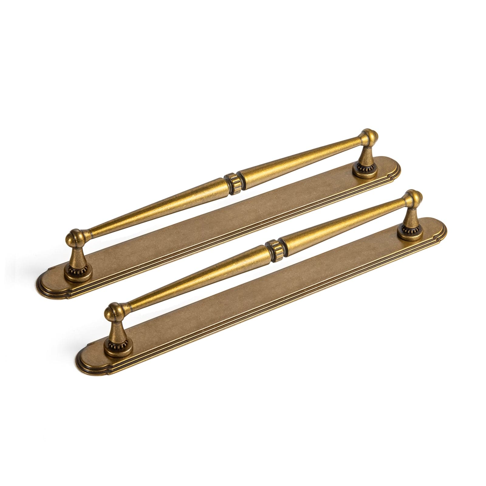 Goo-Ki Antique Brass / G014 / 7.6'' Hole Center 2 Pack Ornate Vintage Brass Drawer Pulls - Classic Cabinet Handles with Decorative Back Plates
