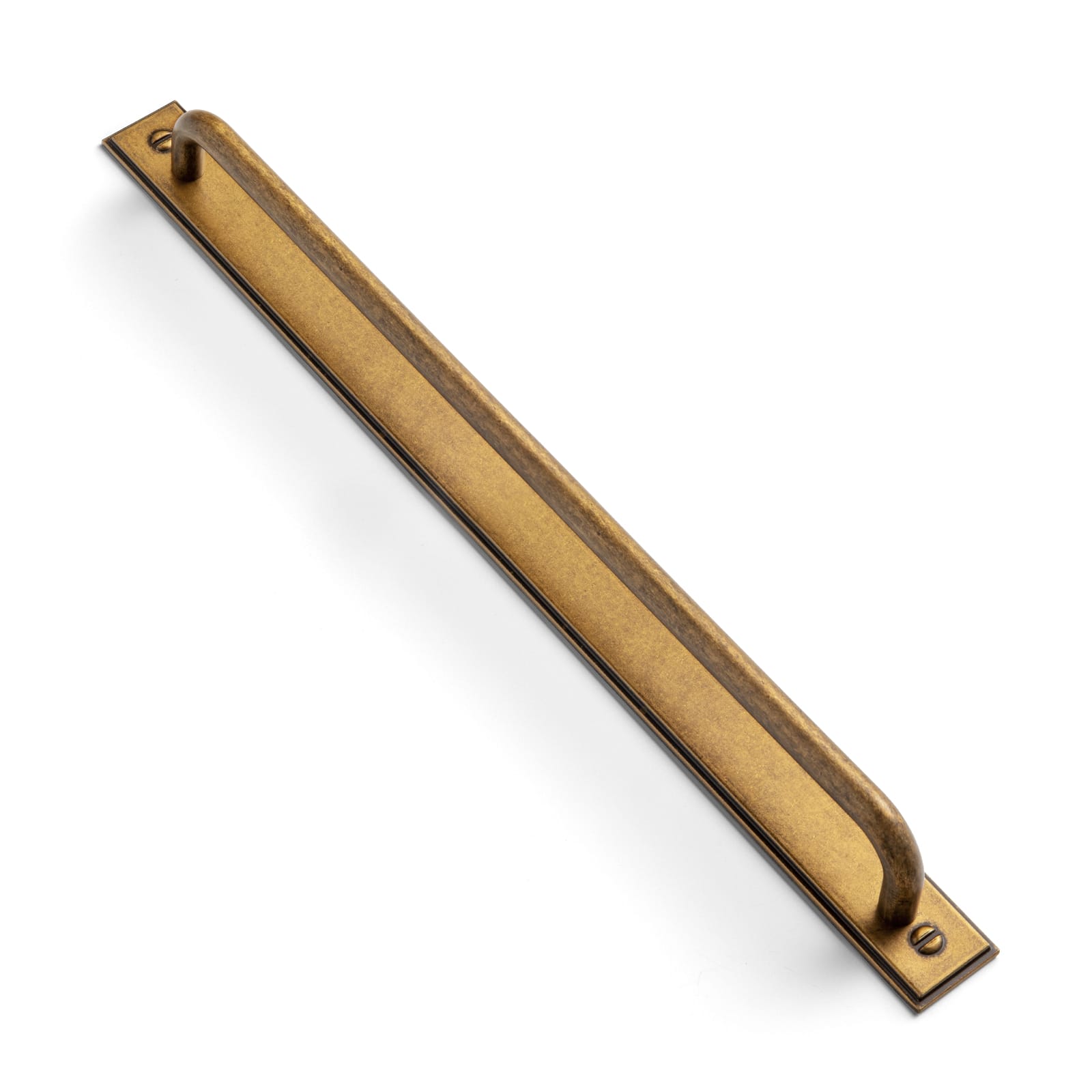 Goo-Ki Antique Brass / G015 / 12.6'' Hole Center 2 Pack Modern Geometric Zinc Alloy Cabinet Pulls with Back Plate Sleek Curved Sturdy Cabinet Handles