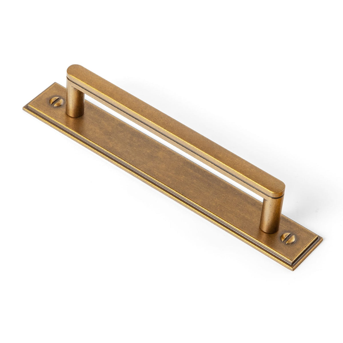 Goo-Ki Antique Brass / G015 / 5'' Hole Center 2 Pack Cabinet Handles with Back Plate Vintage Kitchen Drawer Pulls with Subtle Curves