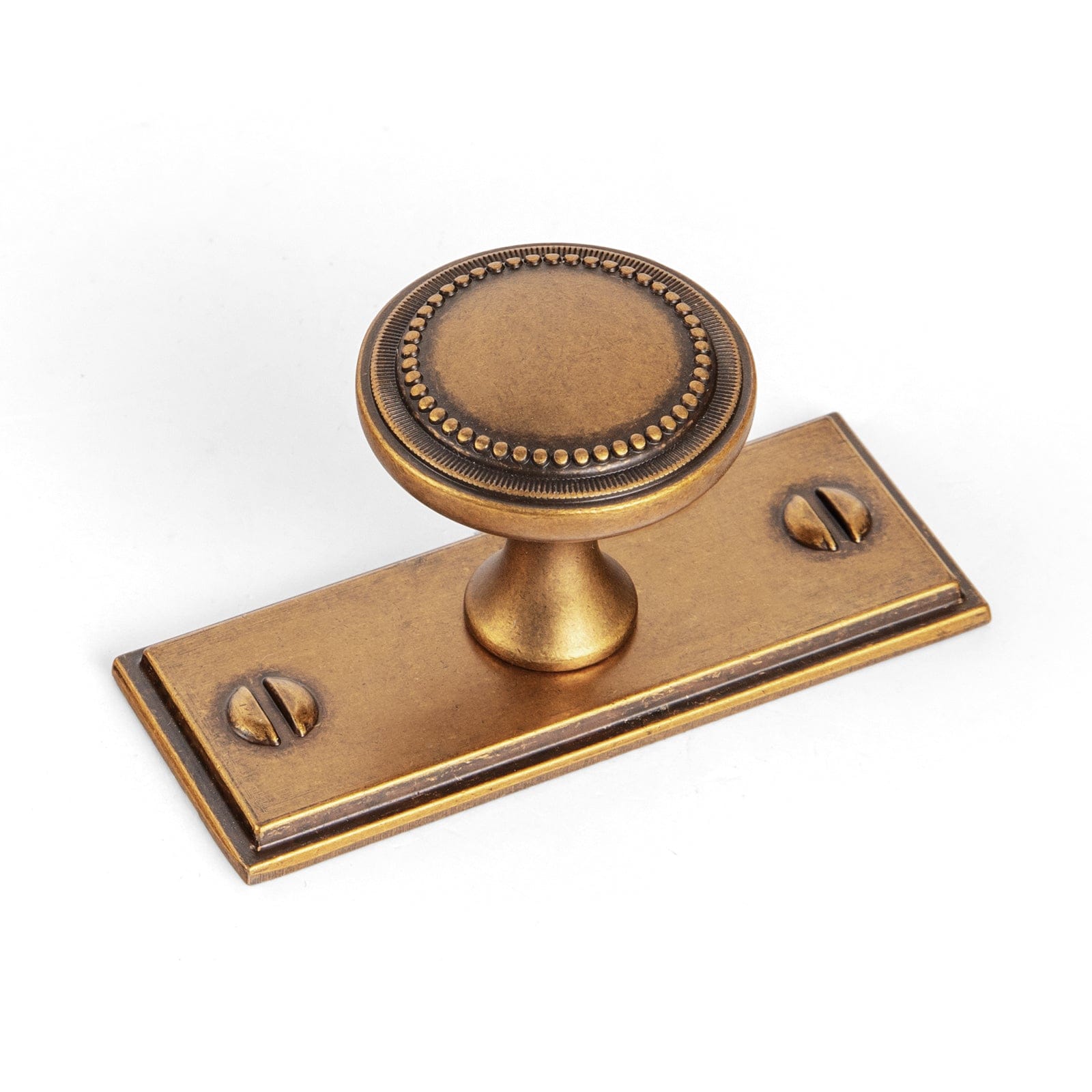 Goo-Ki Antique Brass / G015 / 6 Pack Antique Brass Zinc Alloy Cabinet Knob with Delicate Decorative Back Plate Set