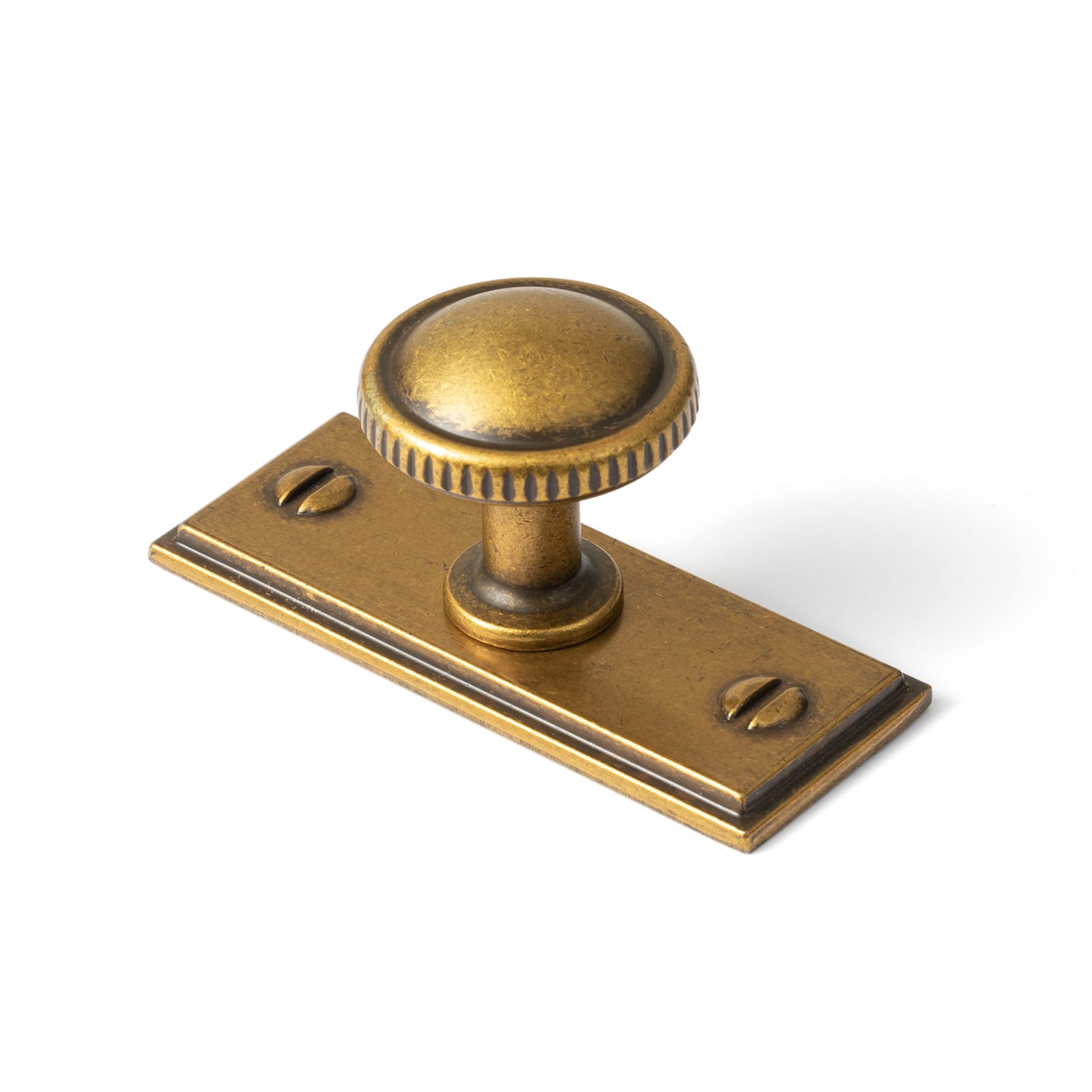Goo-Ki Antique Brass / G015 / 6 Pack Knurled Rim Round Cabinet Knobs, Solid Zinc Alloy Mushroom Drawer Knob for Cabinet Doors, Chest of Drawers
