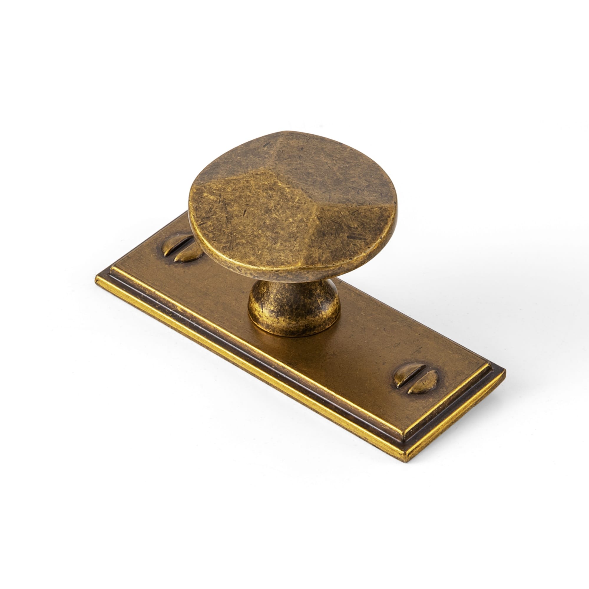 Goo-Ki Antique Brass / G015 / 6 Pack Traditional Aged Bronze Zinc Alloy Cabinet Knob, Elegant Round Knob with Decorative Back Plate for Kitchen & Bathroom Cabinets