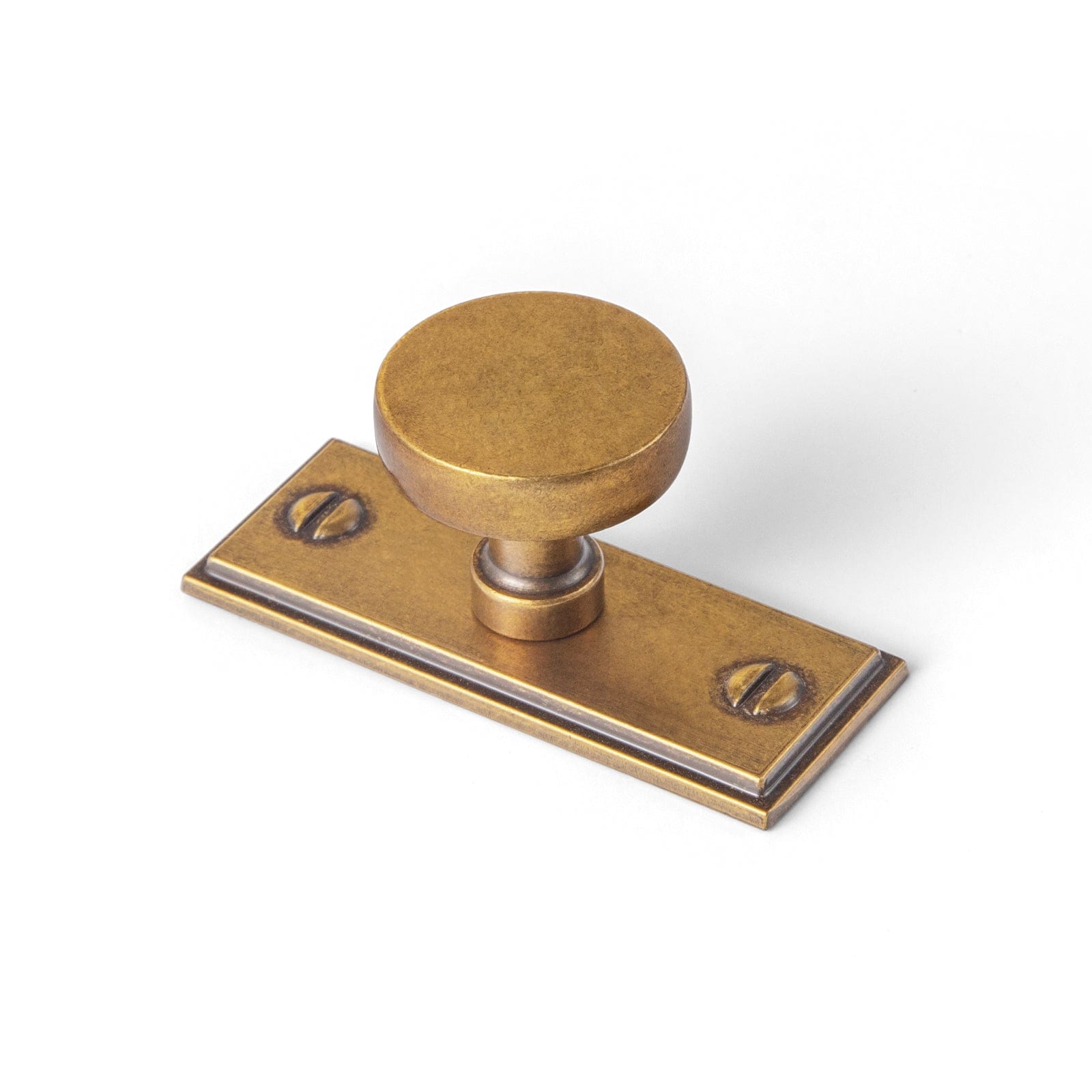 Goo-Ki Antique Brass / G015 / 6 Pack Vintage Brass Zinc Alloy Cabinet Knob with Back Plate Single Hole Center Kitchen Hardware