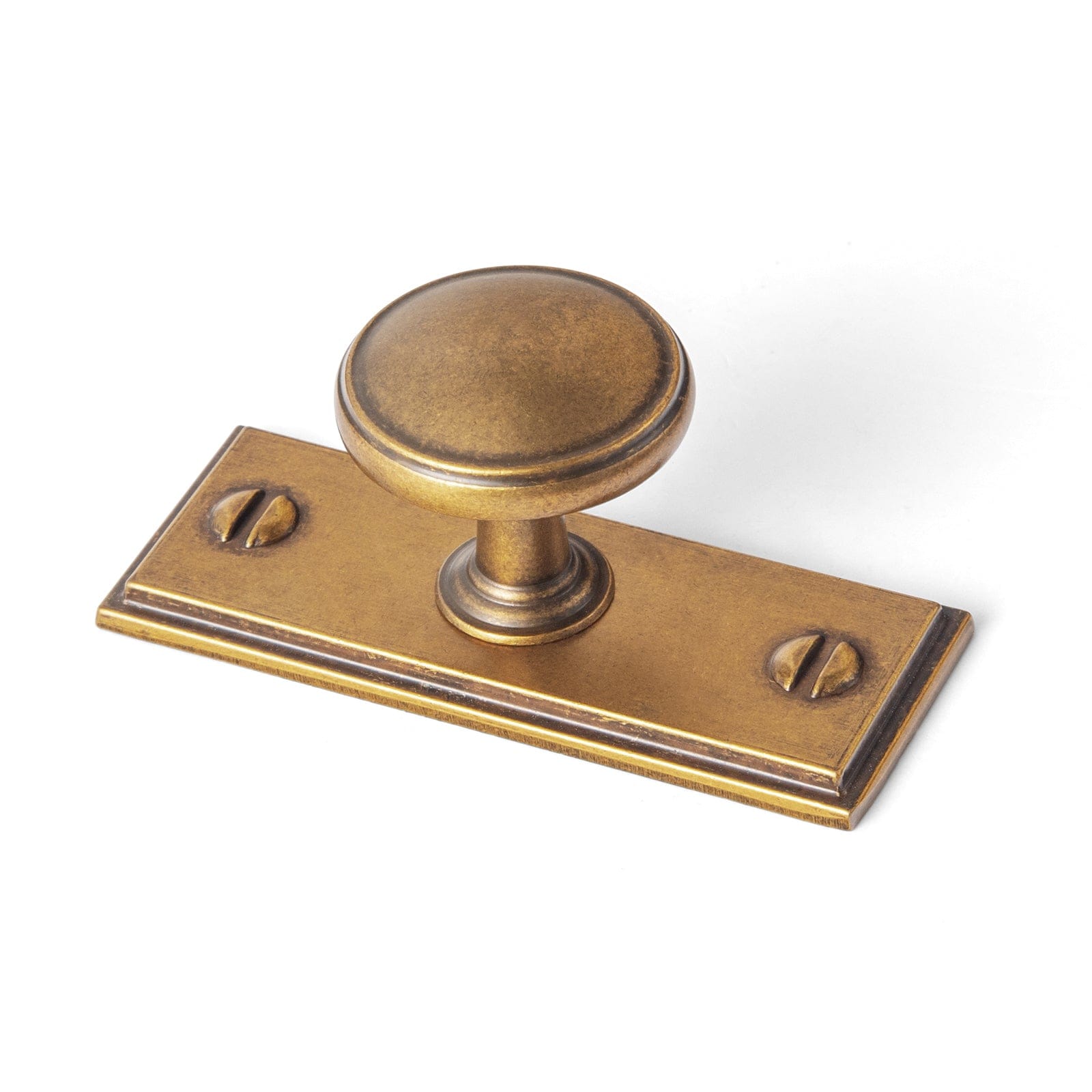 Goo-Ki Antique Brass / G015 / 6 Pack Vintage Retro Bronze Drawer Knob Kitchen Hardware Single Hole Cabinet Knobs with Back Plate