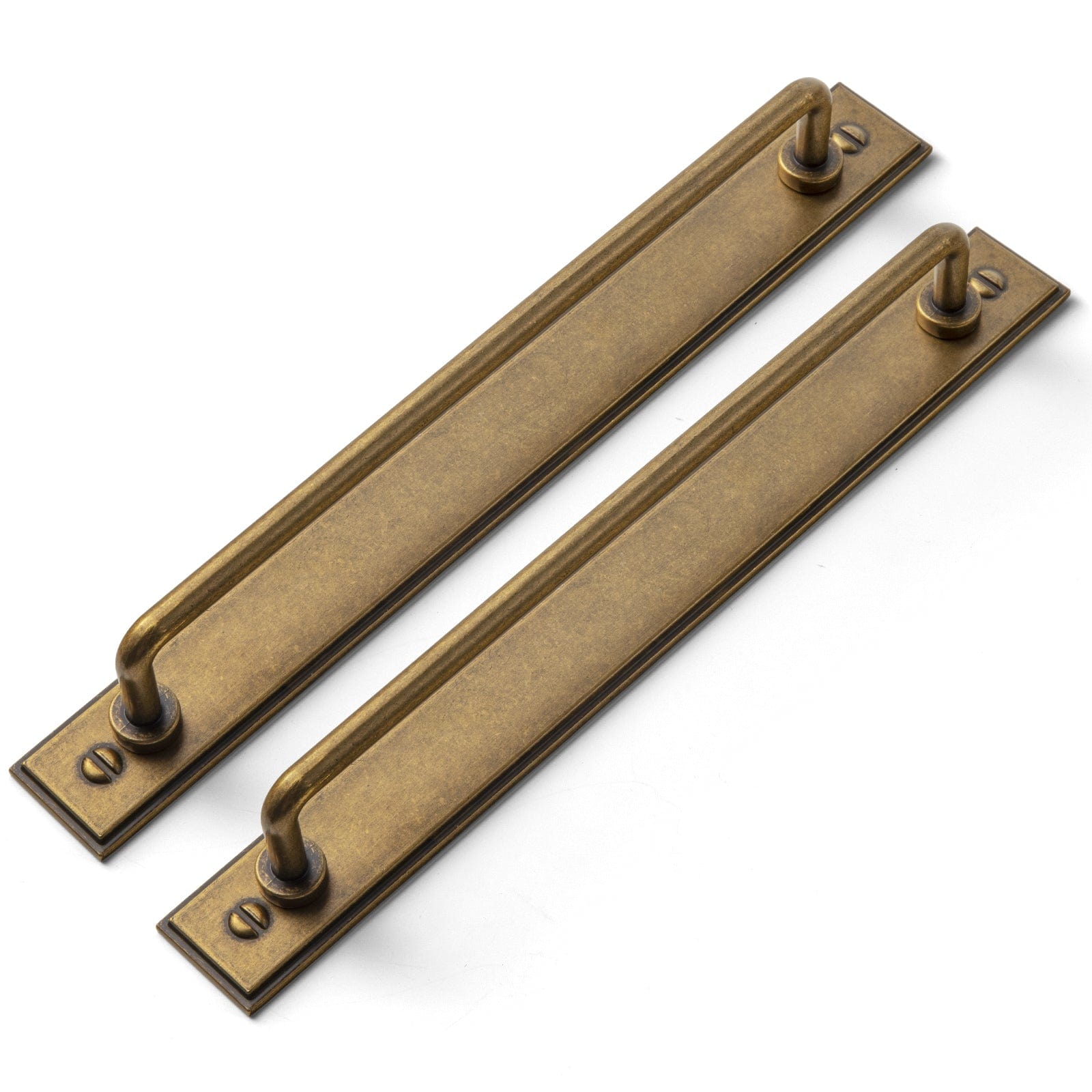 Goo-Ki Antique Brass / G015 / 7.6'' Hole Center 2 Pack Cabinet Bar Pulls with Back Plate Vintage Drawer Handles Home Improvement Hardware