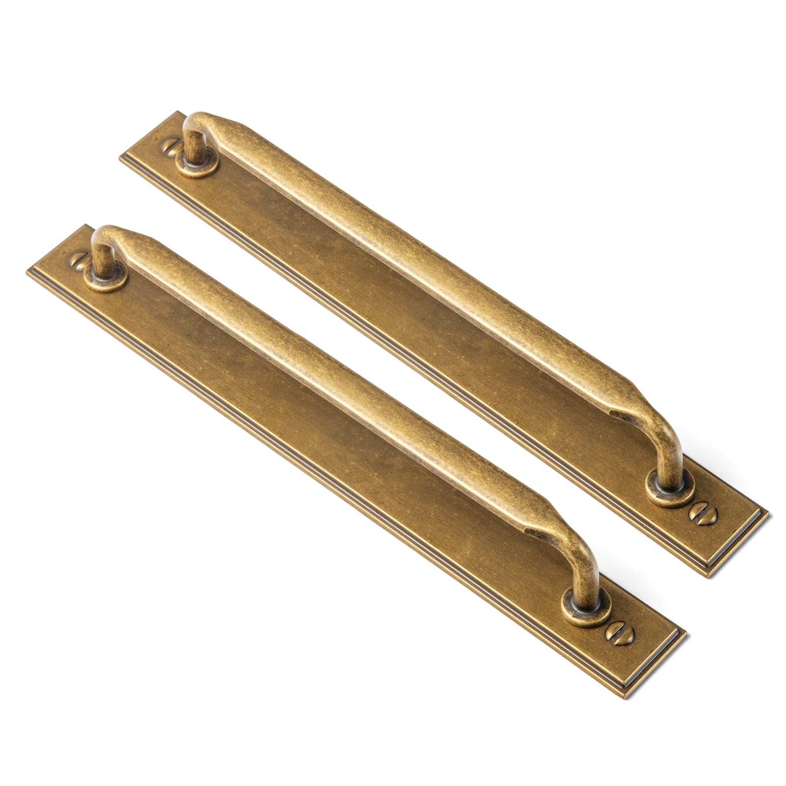 Goo-Ki Antique Brass / G015 / 7.6'' Hole Center 2 Pack Elegant Vintage Zinc Alloy Cabinet Handles with Long Backplate, Classic Furniture Hardware for Cabinets, Wardrobes & Dressers