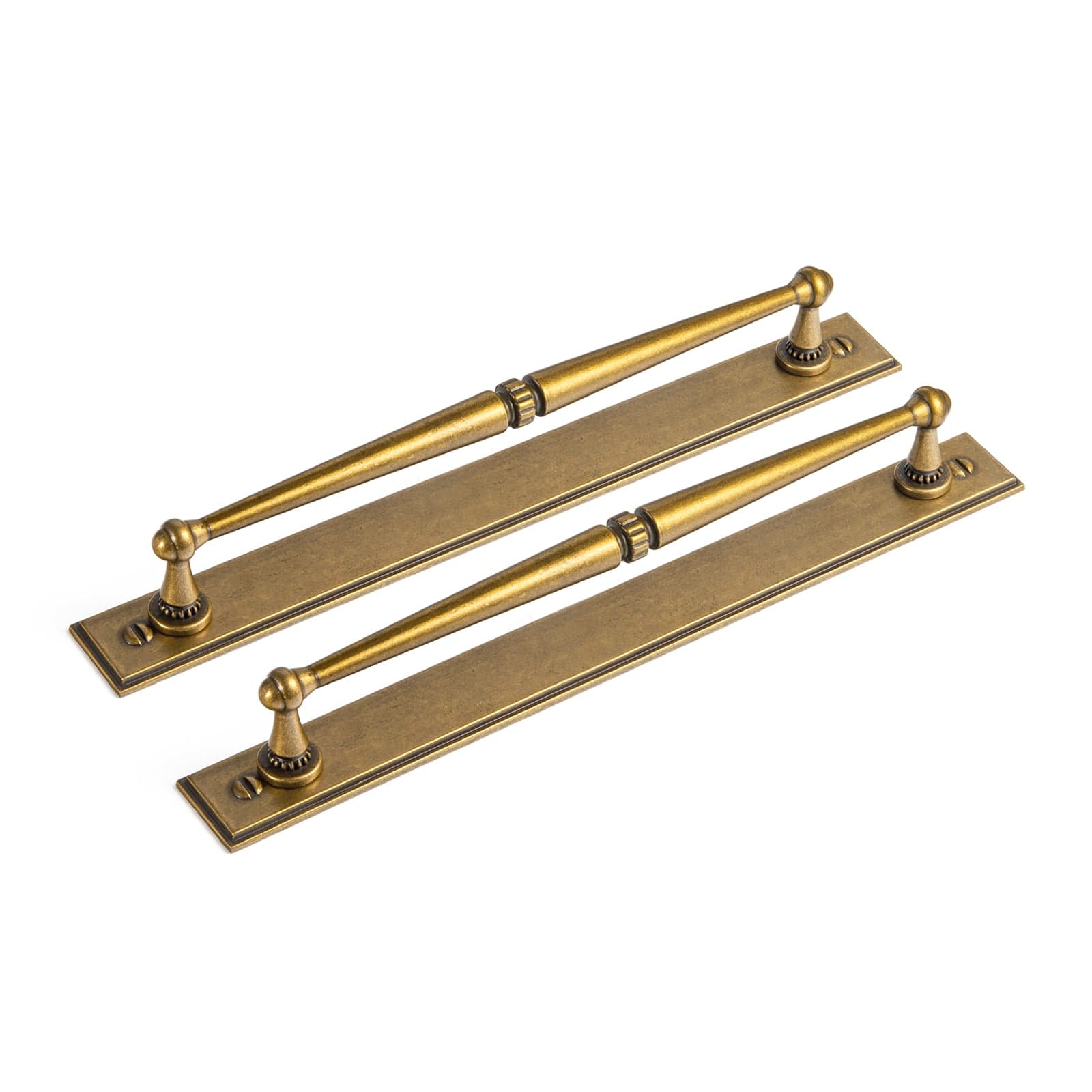 Goo-Ki Antique Brass / G015 / 7.6'' Hole Center 2 Pack Ornate Vintage Brass Drawer Pulls - Classic Cabinet Handles with Decorative Back Plates