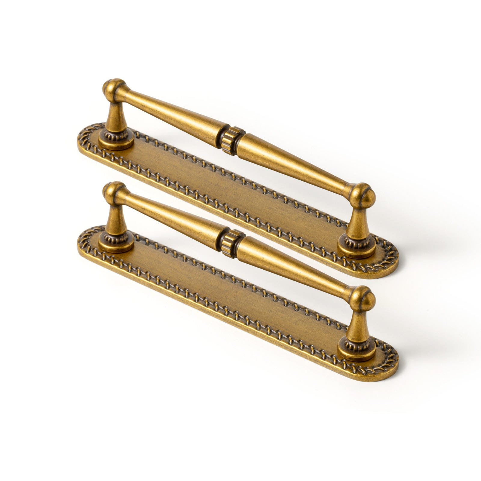 Goo-Ki Antique Brass / G016 / 5'' Hole Center 2 Pack Ornate Vintage Brass Drawer Pulls - Classic Cabinet Handles with Decorative Back Plates