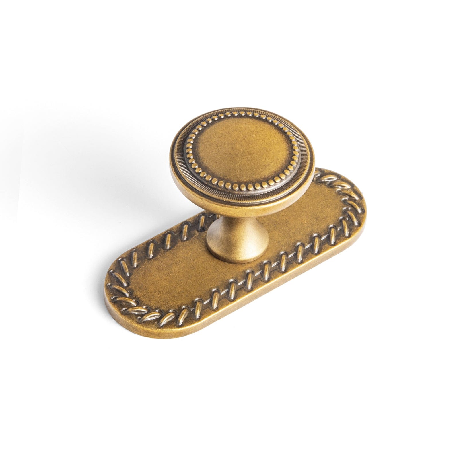 Goo-Ki Antique Brass / G016 / 6 Pack Antique Brass Zinc Alloy Cabinet Knob with Delicate Decorative Back Plate Set