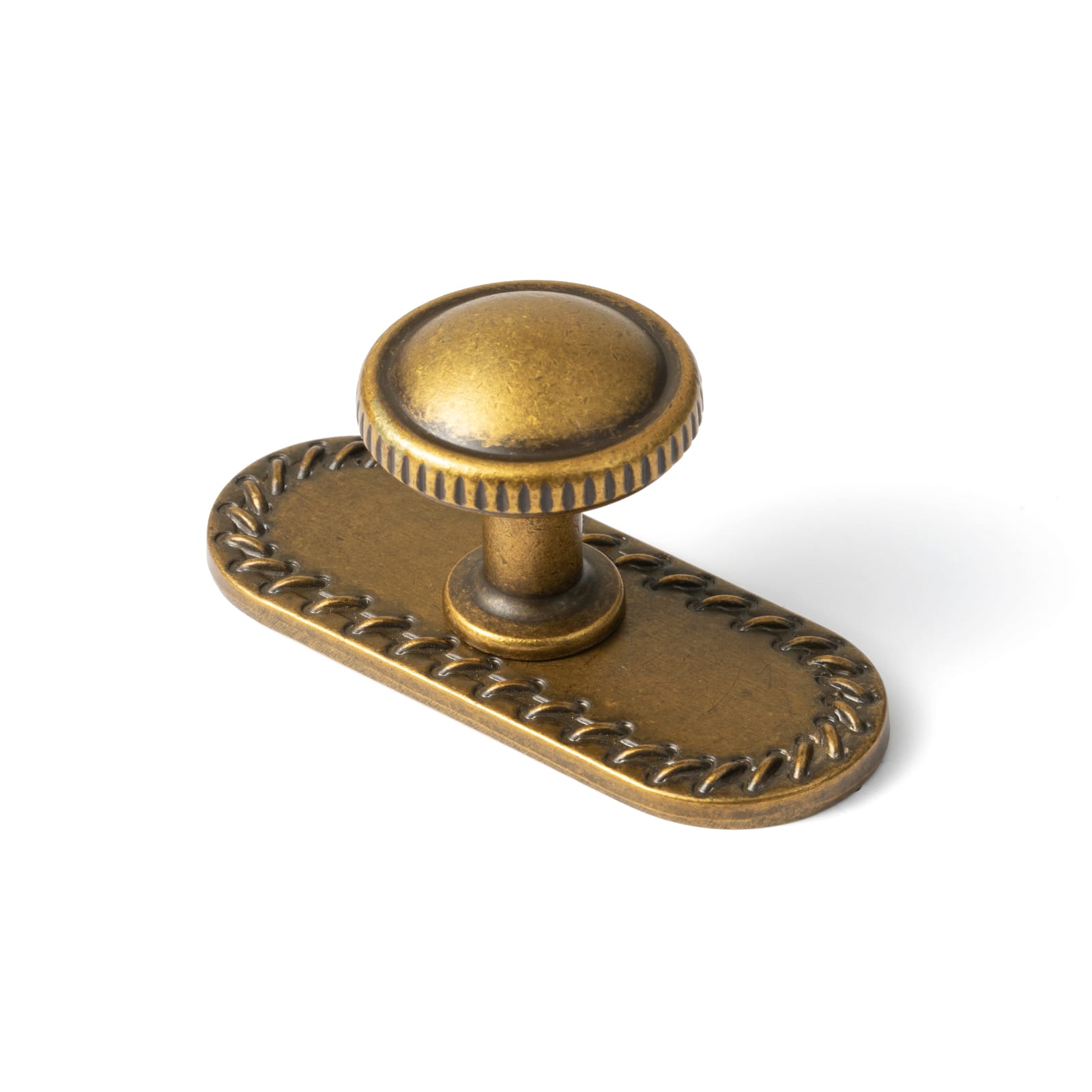 Goo-Ki Antique Brass / G016 / 6 Pack Knurled Rim Round Cabinet Knobs, Solid Zinc Alloy Mushroom Drawer Knob for Cabinet Doors, Chest of Drawers