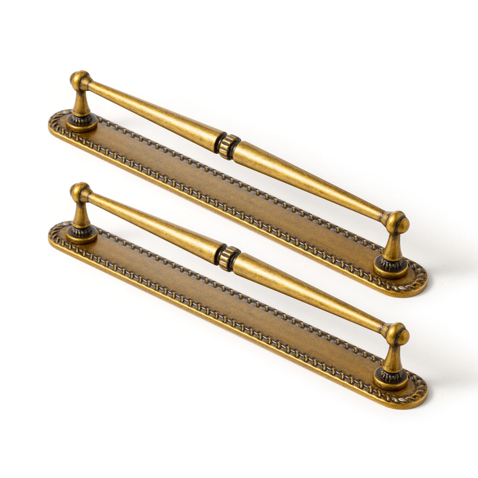 Goo-Ki Antique Brass / G016 / 7.6'' Hole Center 2 Pack Ornate Vintage Brass Drawer Pulls - Classic Cabinet Handles with Decorative Back Plates