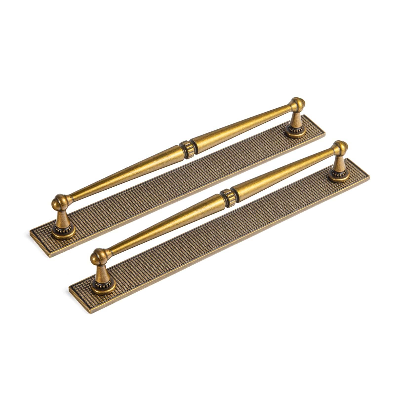 Goo-Ki Antique Brass / G017 / 7.6'' Hole Center 2 Pack Ornate Vintage Brass Drawer Pulls - Classic Cabinet Handles with Decorative Back Plates