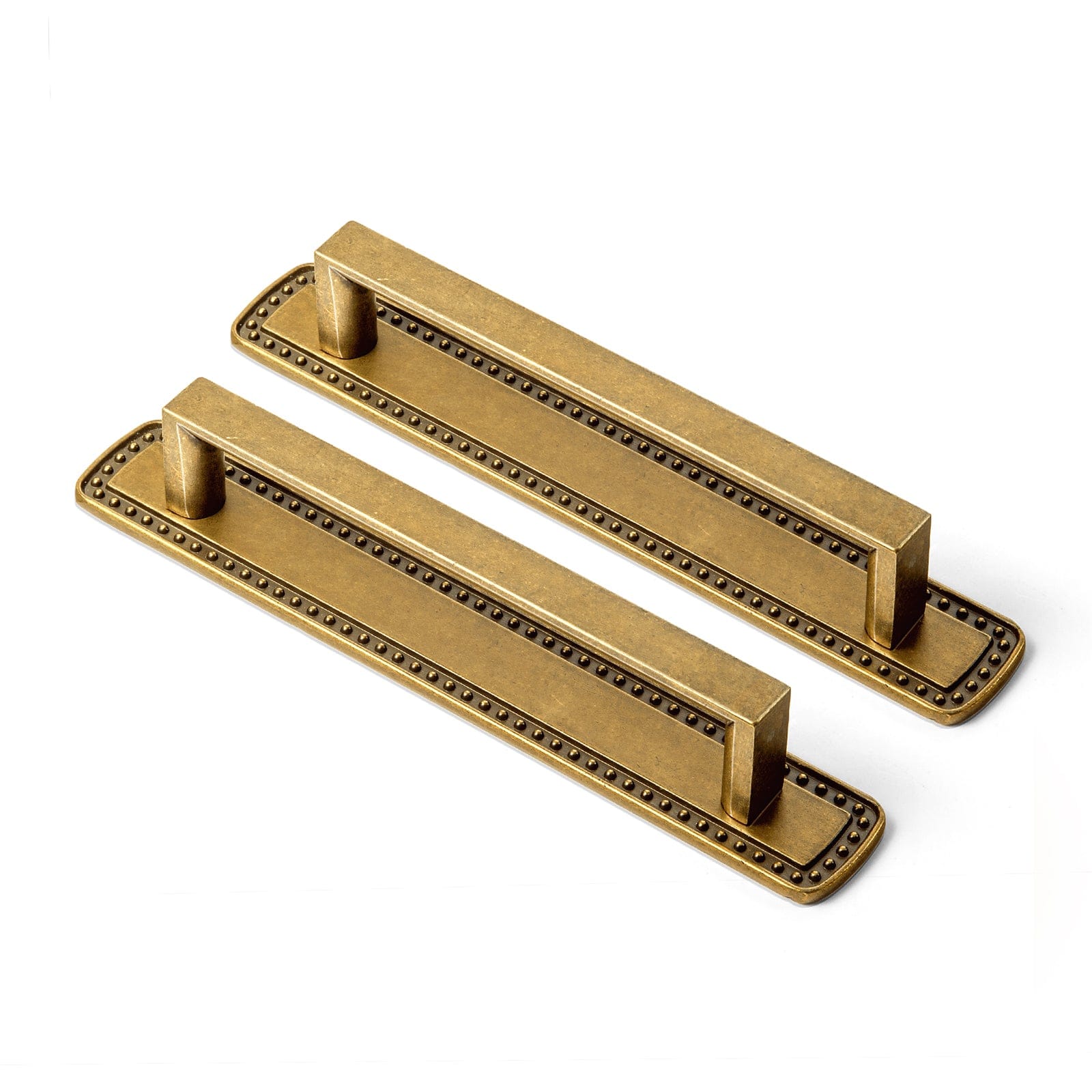 Goo-Ki Antique Brass / G018 / 5'' Hole Center 2 Pack Long Cabinet Bar Pulls with Back Plates Solid Drawer Handles Set