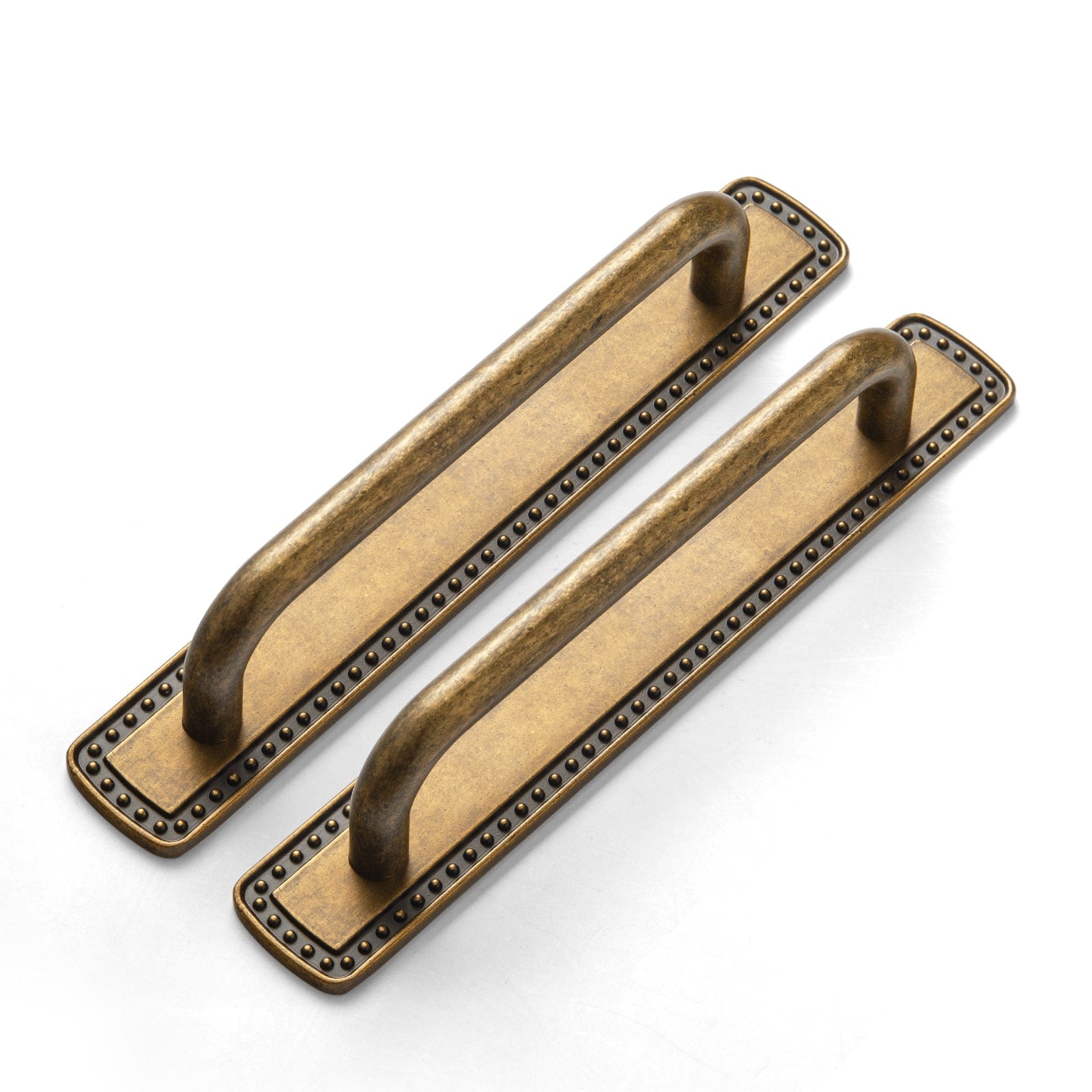 Goo-Ki Antique Brass / G018 / 5'' Hole Center 2 Pack Modern Geometric Zinc Alloy Cabinet Pulls with Back Plate Sleek Curved Sturdy Cabinet Handles