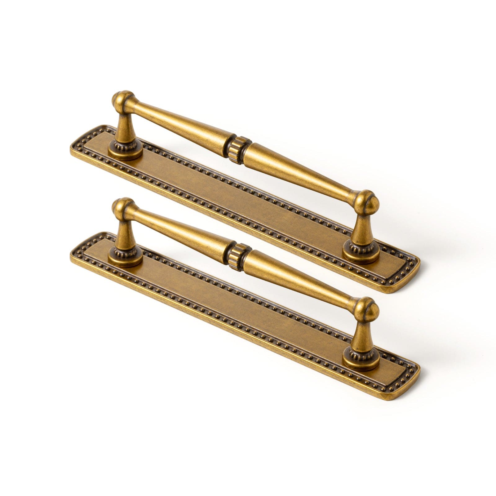 Goo-Ki Antique Brass / G018 / 5'' Hole Center 2 Pack Ornate Vintage Brass Drawer Pulls - Classic Cabinet Handles with Decorative Back Plates
