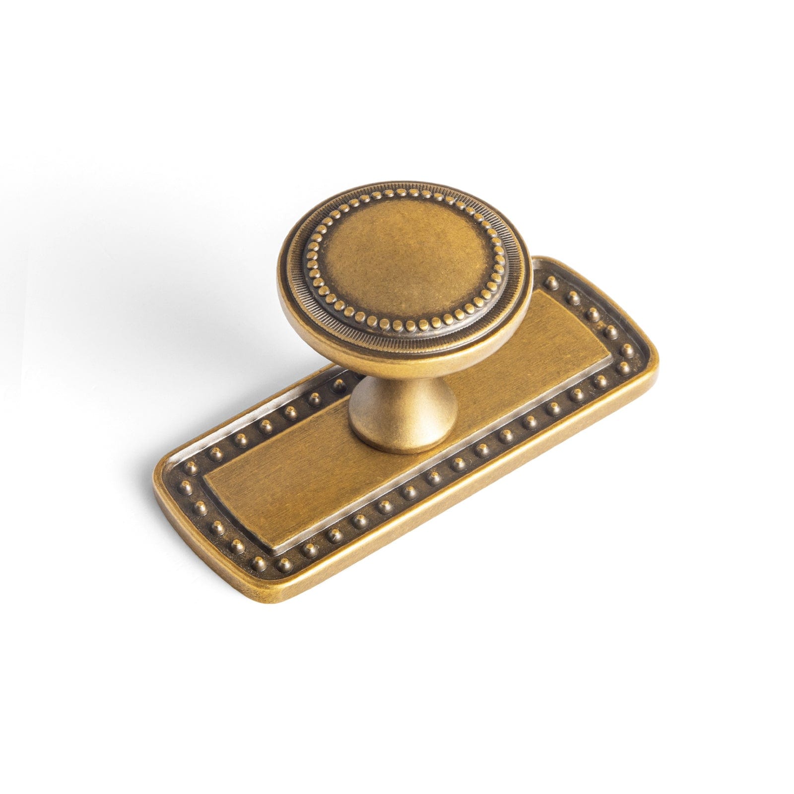 Goo-Ki Antique Brass / G018 / 6 Pack Antique Brass Zinc Alloy Cabinet Knob with Delicate Decorative Back Plate Set