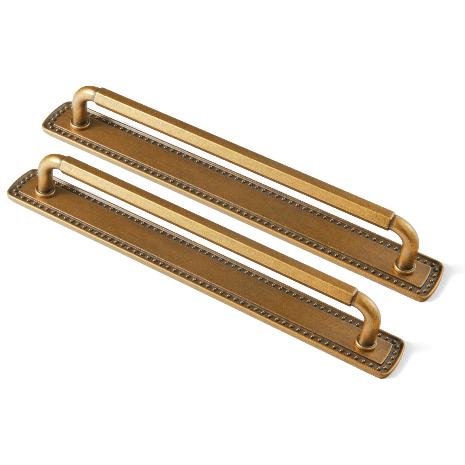 Goo-Ki Antique Brass / G018 / 7.6'' Hole Center 2 Pack Affordable Luxury Vintage Drawer Pulls with Back Plates Set for Kitchen