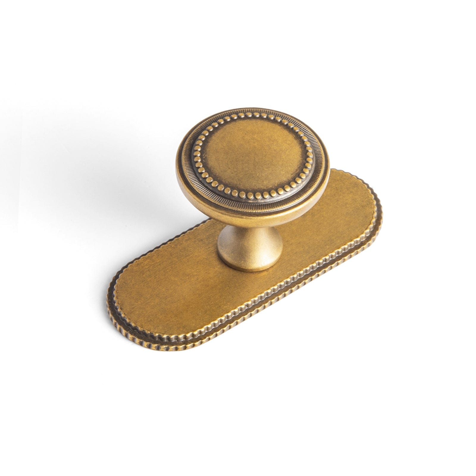 Goo-Ki Antique Brass / G019 / 6 Pack Antique Brass Zinc Alloy Cabinet Knob with Delicate Decorative Back Plate Set