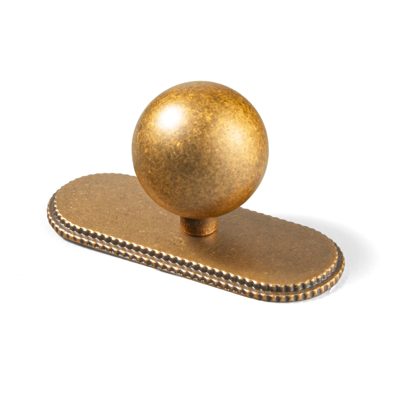 Goo-Ki Antique Brass / G019 / Single Hole Large Knob - 6 Pack Round Cabinet Knobs with Back Plate Zinc Alloy Cabinet Handle with Long Back Plate