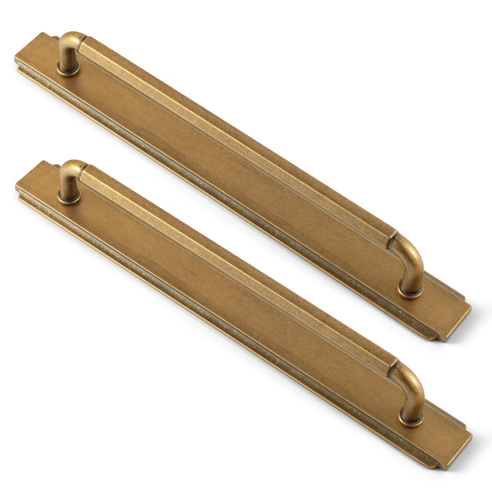 Goo-Ki Antique Brass / G020 / 7.6'' Hole Center 2 Pack Affordable Luxury Vintage Drawer Pulls with Back Plates Set for Kitchen