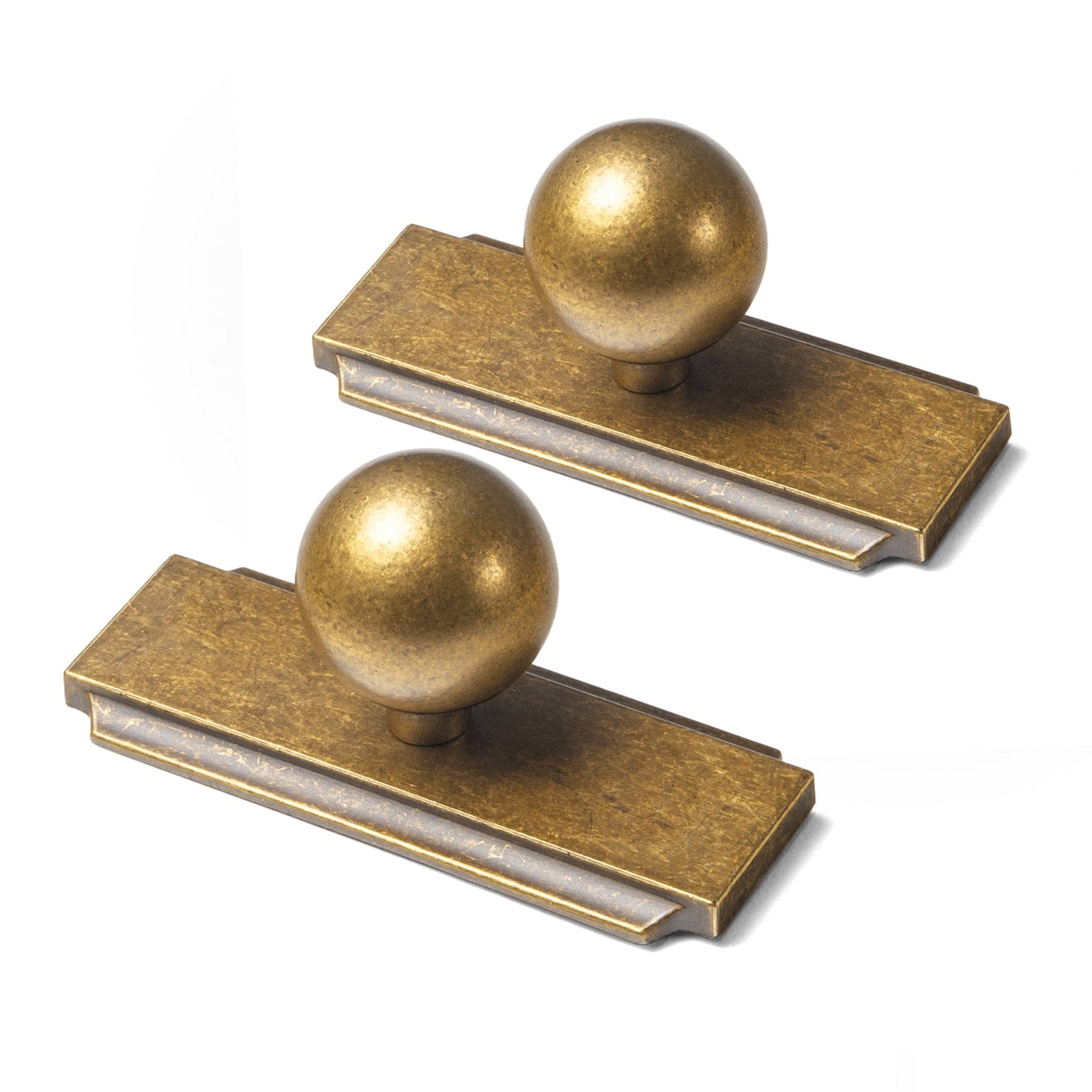 Goo-Ki Antique Brass / G020 / Single Hole Small Knob - 6 Pack Round Cabinet Knobs with Back Plate Zinc Alloy Cabinet Handle with Long Back Plate