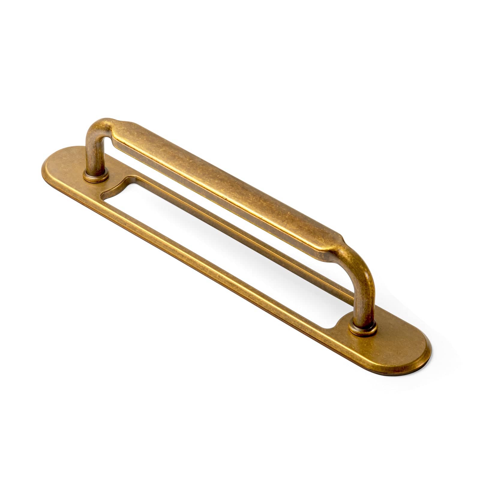 Goo-Ki Antique Brass / G021 / 5'' Hole Center 2 Pack Antique Brass Cabinet Pulls with Back Plate Zinc Alloy Drawer Handle with Long Back Plate