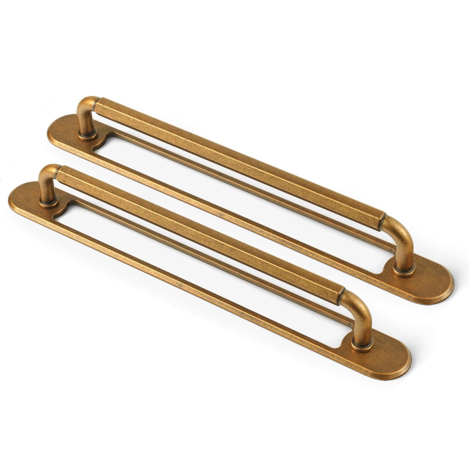 Goo-Ki Antique Brass / G021 / 7.6'' Hole Center 2 Pack Affordable Luxury Vintage Drawer Pulls with Back Plates Set for Kitchen