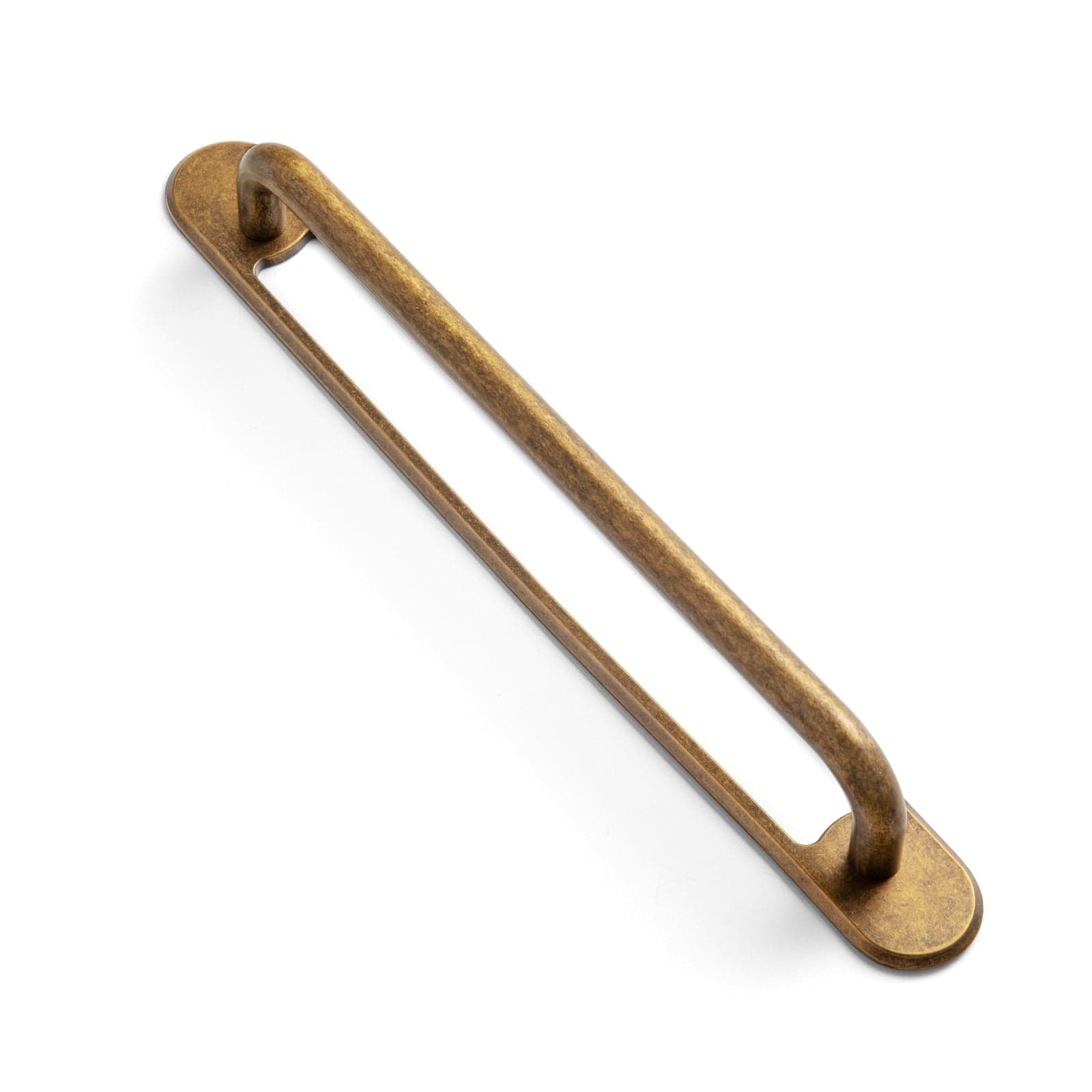 Goo-Ki Antique Brass / G021 / 7.6'' Hole Center 2 Pack Modern Geometric Zinc Alloy Cabinet Pulls with Back Plate Sleek Curved Sturdy Cabinet Handles