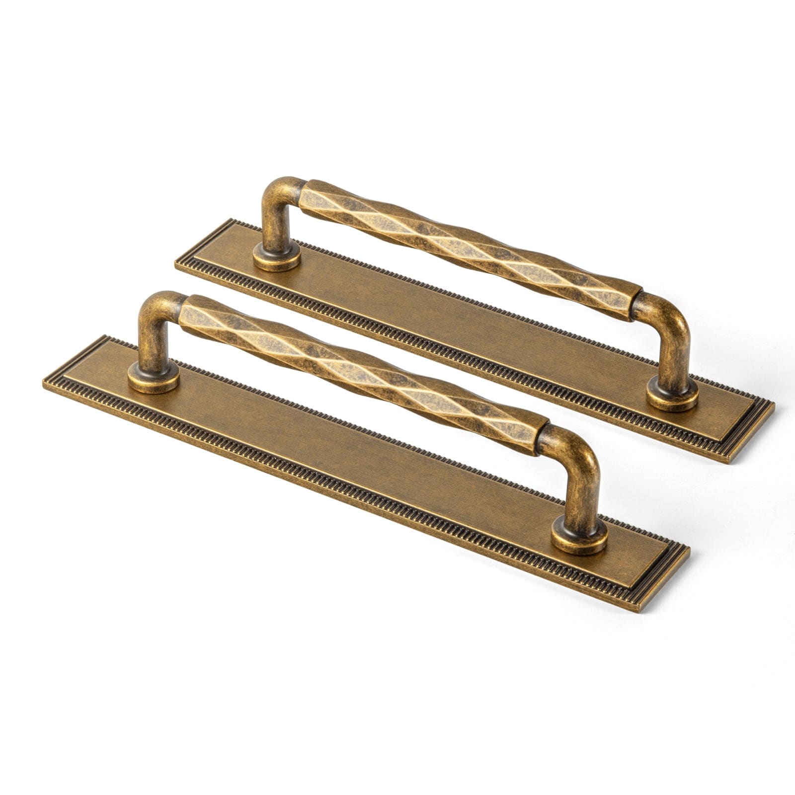 Goo-Ki Antique Brass / G022 / 5'' Hole Center 2 Pack Zinc Alloy Drawer Pulls with Back Plate Twisted Design Decorative Handles for Kitchen Cabinets