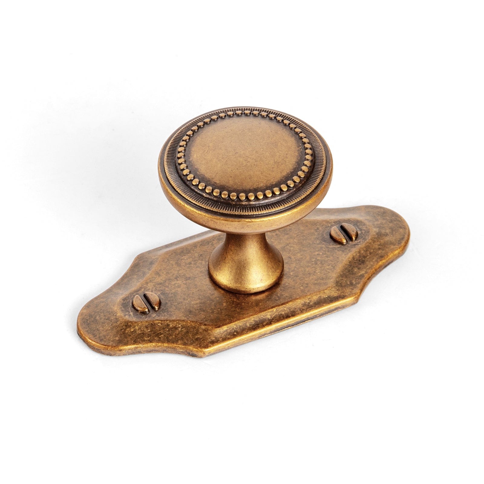 Goo-Ki Antique Brass / G023 / 6 Pack Antique Brass Zinc Alloy Cabinet Knob with Delicate Decorative Back Plate Set