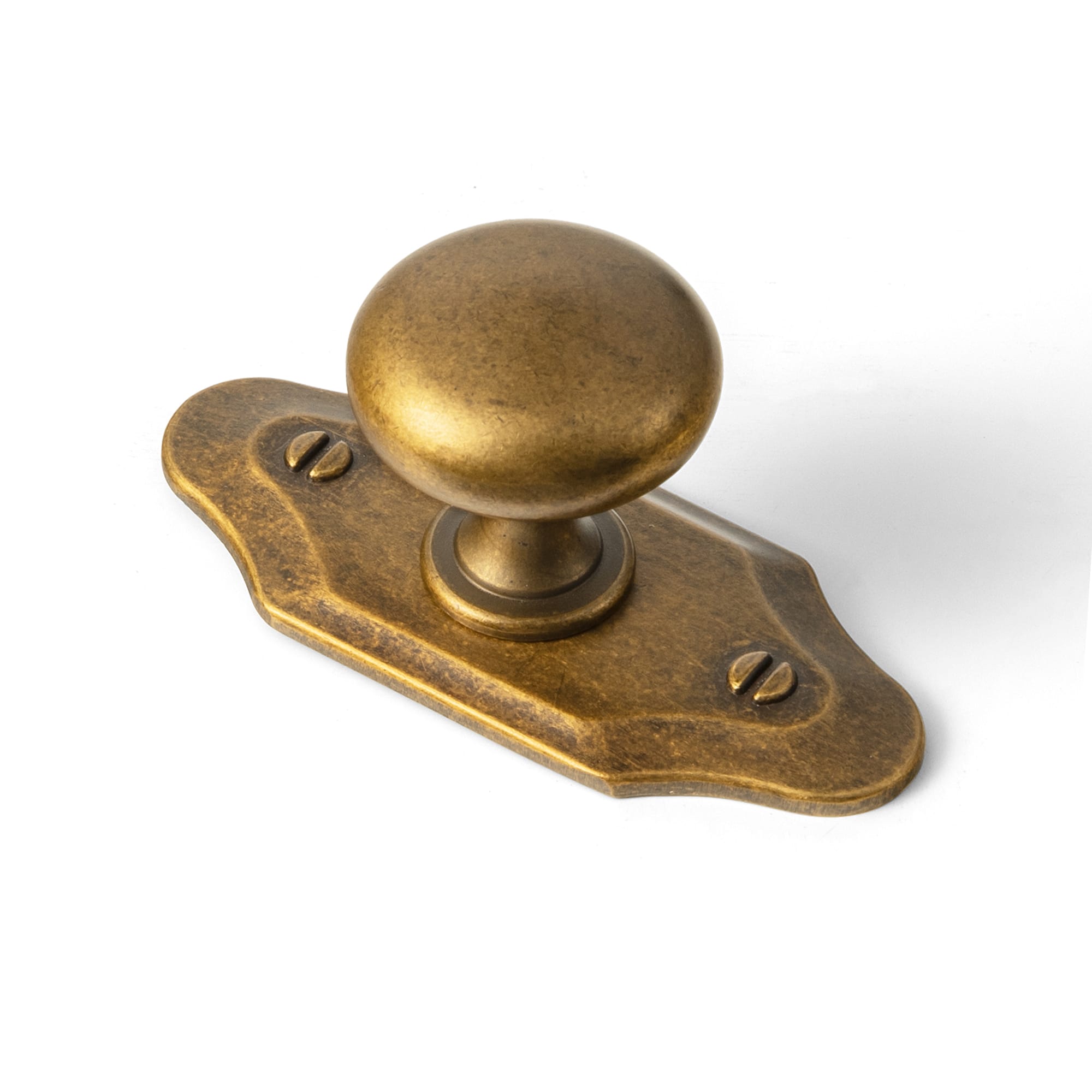Goo-Ki Antique Brass / G023 / Standard 6 Pack Antique Brass Zinc Alloy Cabinet Knob with Back Plate Single Hole Center Cabinet Hardware for Bedroom Kitchen