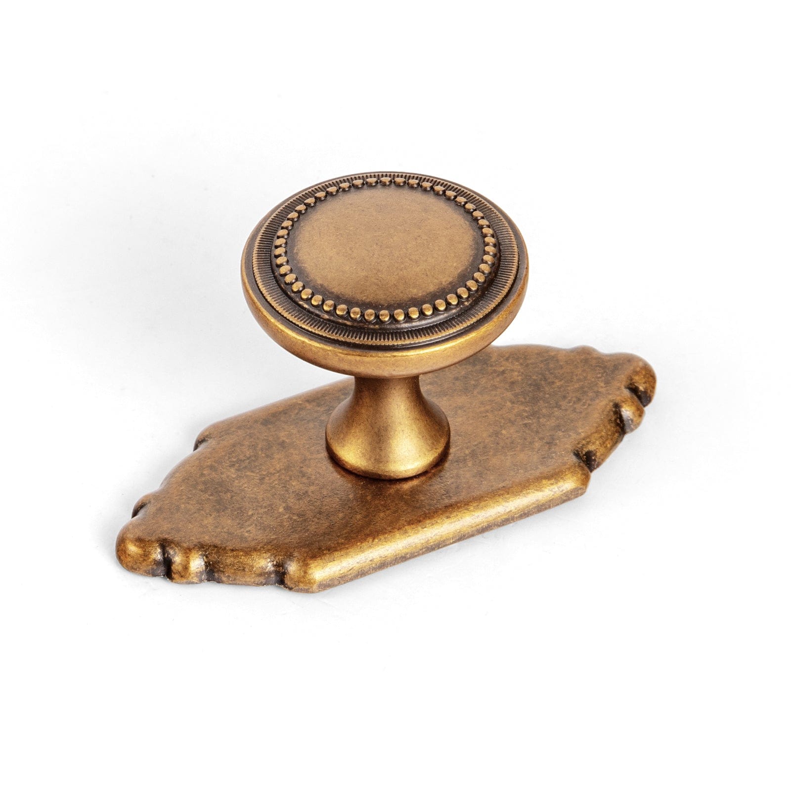 Goo-Ki Antique Brass / G024 / 6 Pack Antique Brass Zinc Alloy Cabinet Knob with Delicate Decorative Back Plate Set