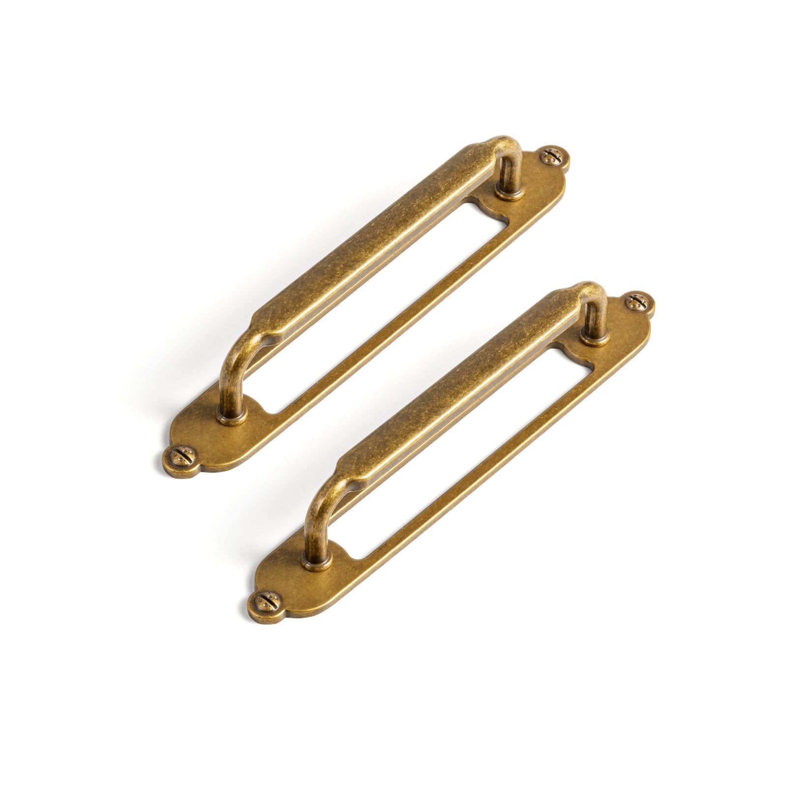 Goo-Ki Antique Brass / G025 / 5'' Hole Center 2 Pack Antique Brass Cabinet Pulls with Back Plate Zinc Alloy Drawer Handle with Long Back Plate
