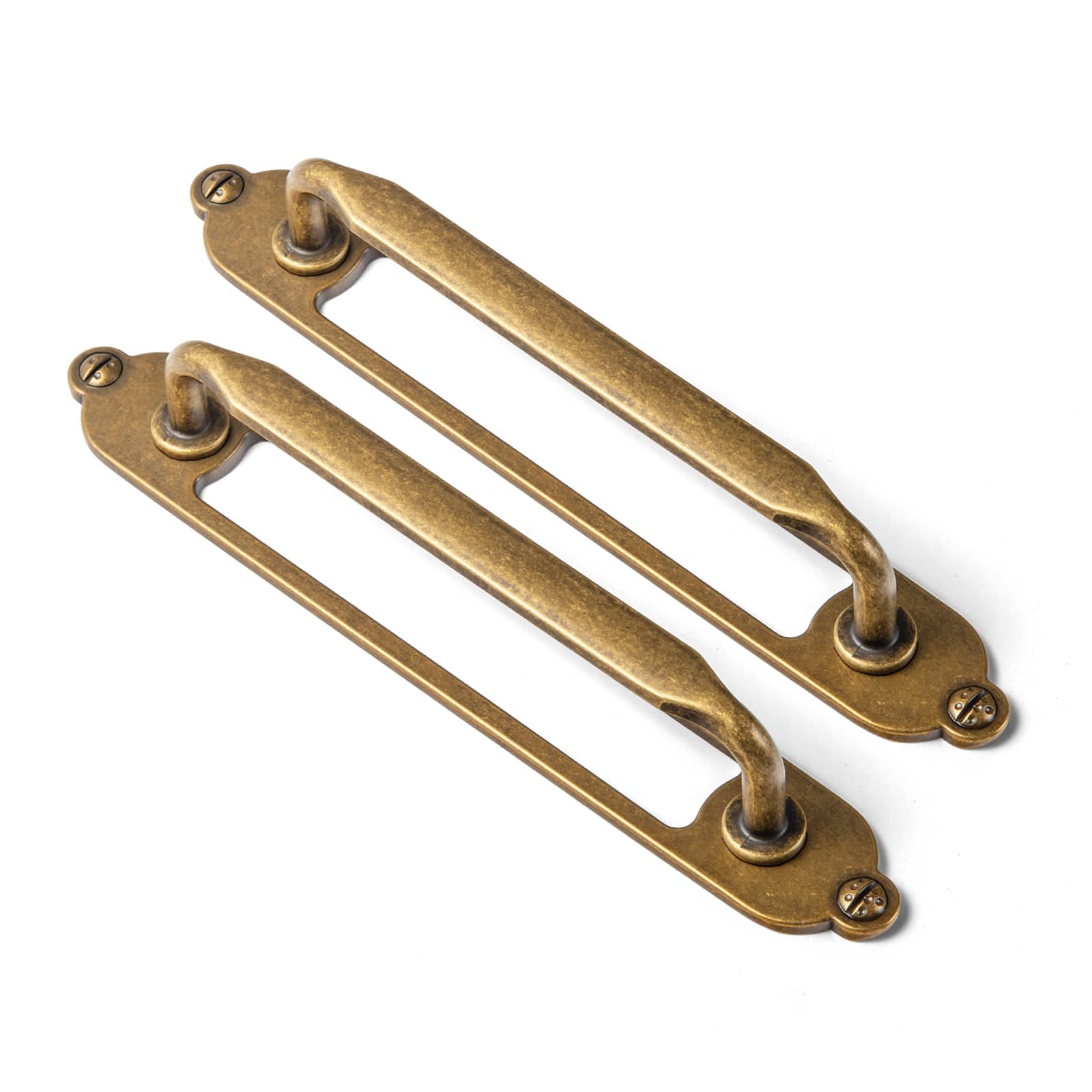 Goo-Ki Antique Brass / G025 / 5'' Hole Center 2 Pack Elegant Vintage Zinc Alloy Cabinet Handles with Long Backplate, Classic Furniture Hardware for Cabinets, Wardrobes & Dressers