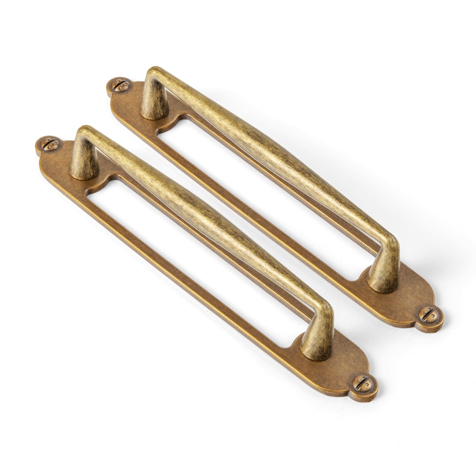 Goo-Ki Antique Brass / G025 / 5'' Hole Center 2 Pack Vintage Zinc Alloy Cabinet Pulls with Back Plate - Furniture Handles for Kitchen Cupboards