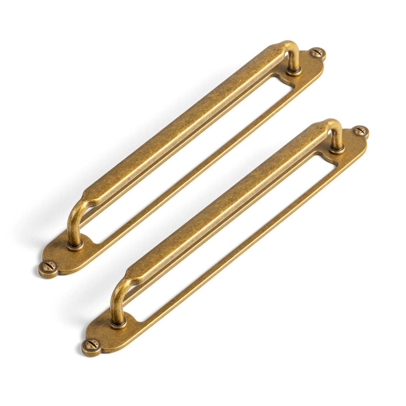 Goo-Ki Antique Brass / G025 / 7.6'' Hole Center 2 Pack Antique Brass Cabinet Pulls with Back Plate Zinc Alloy Drawer Handle with Long Back Plate